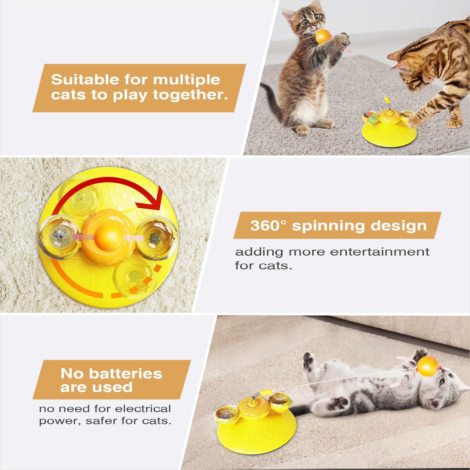 PUROSUR Multi-Level Interactive Self-Balancing Cat Toy – Dynamic Rotating Wand with Colorful Spheres, Designed to Encourage Exercise and Play, Stimulating Curiosity and Hunting Instincts