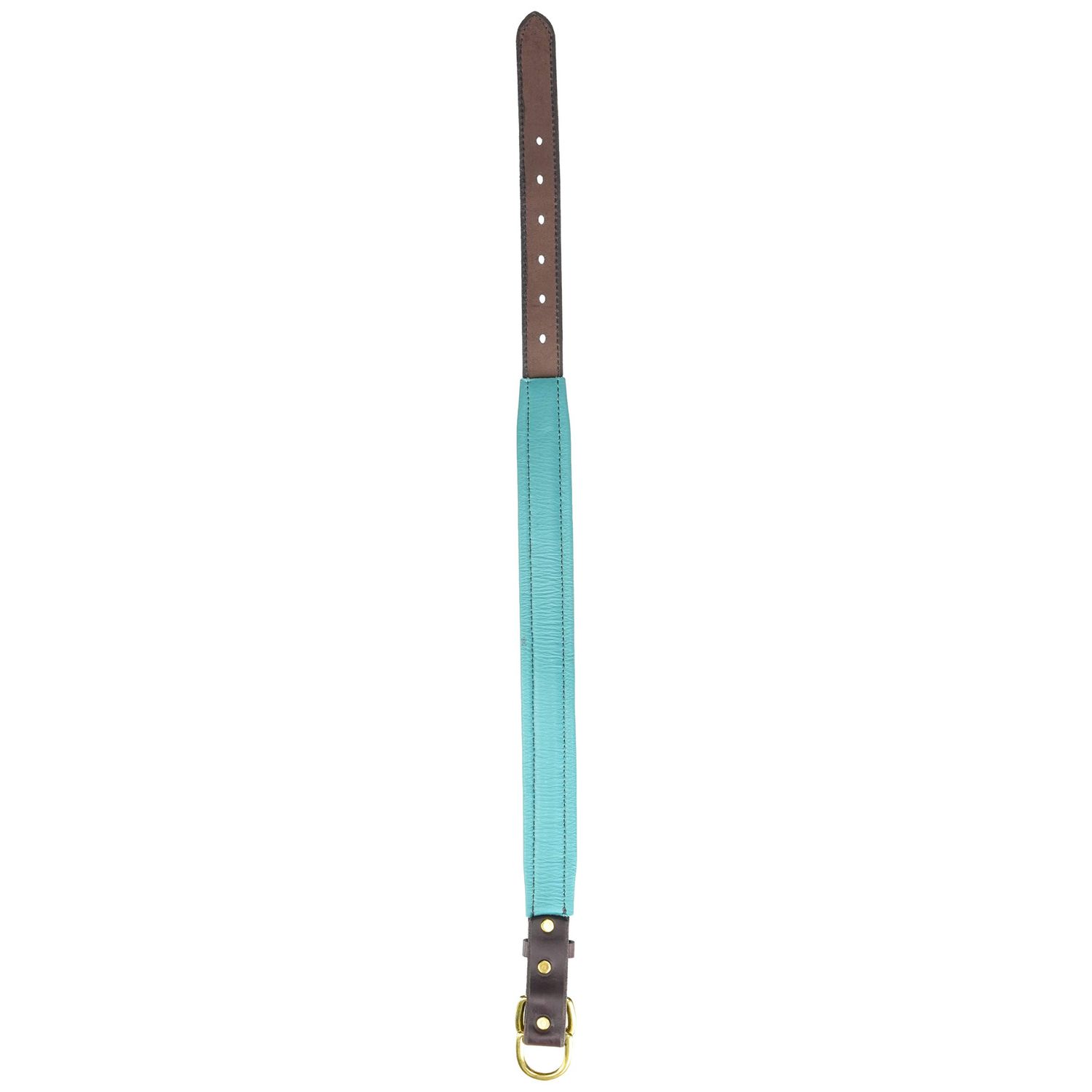 Perri's Padded Leather Dog Collar, Havana/Turquoise, Small