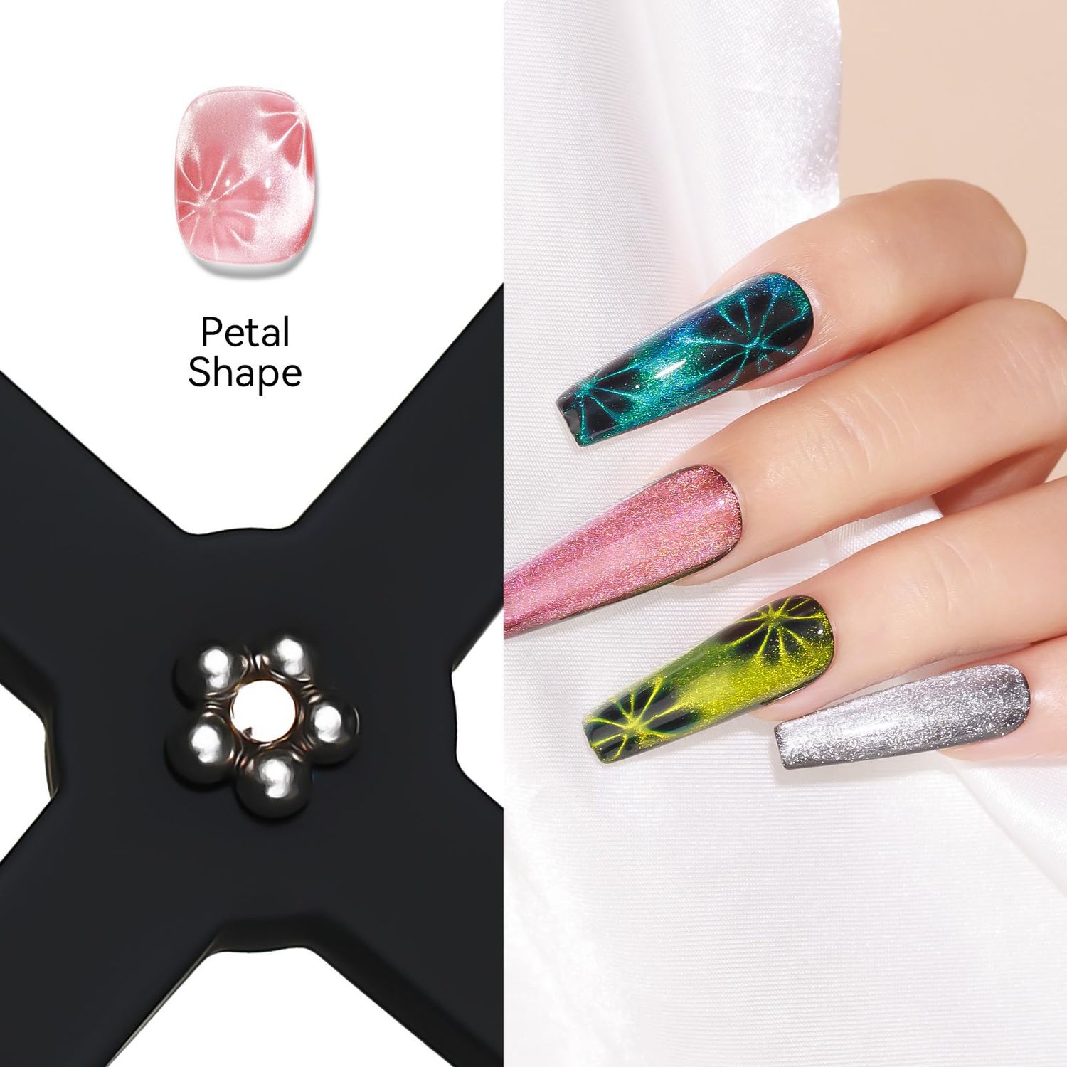 MIZHSE Nail Magnet Tool: 5 in 1 Magnetic for Cat Eye Nails, Multi-Function Magnet Stick 3D Magnetic Cat Eye Gel Polish, Nail Art Cat Eye Magnet Stick Nail Design Tools for Nail Salon Studio Home DIY