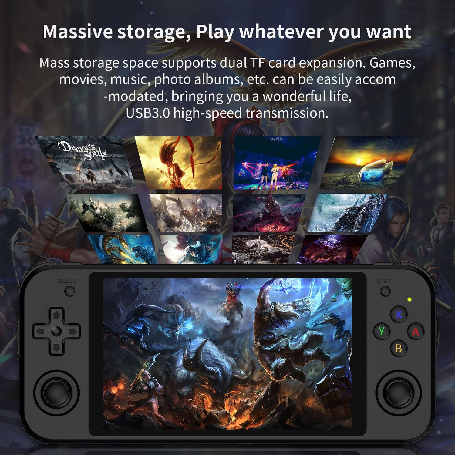 RG552 Handheld Game Console , RK3399 Chip Dual OS Linux , Android System Support HDMI / WiFi Online Games Built-in 64G SD Card 2500 Classic Games (Black)