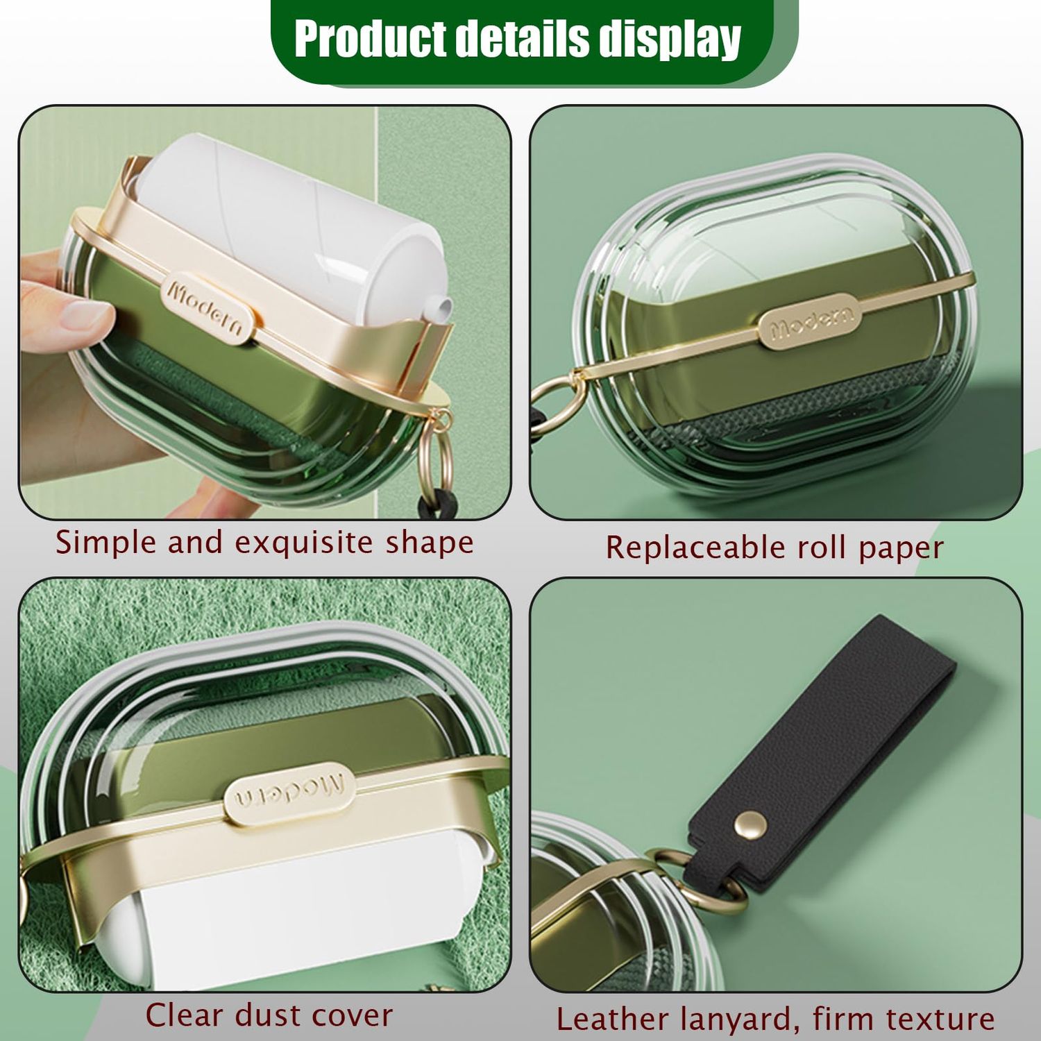 Portable Lint Rollers with 5 Extra Sticky Refills & Hand Strap, Travel Lint Roller Mini, Double-Sided Pet Dog Cat Hair Remover, Small Pocket Reusable Lint Brush Tool for Clothes Purse (Green)