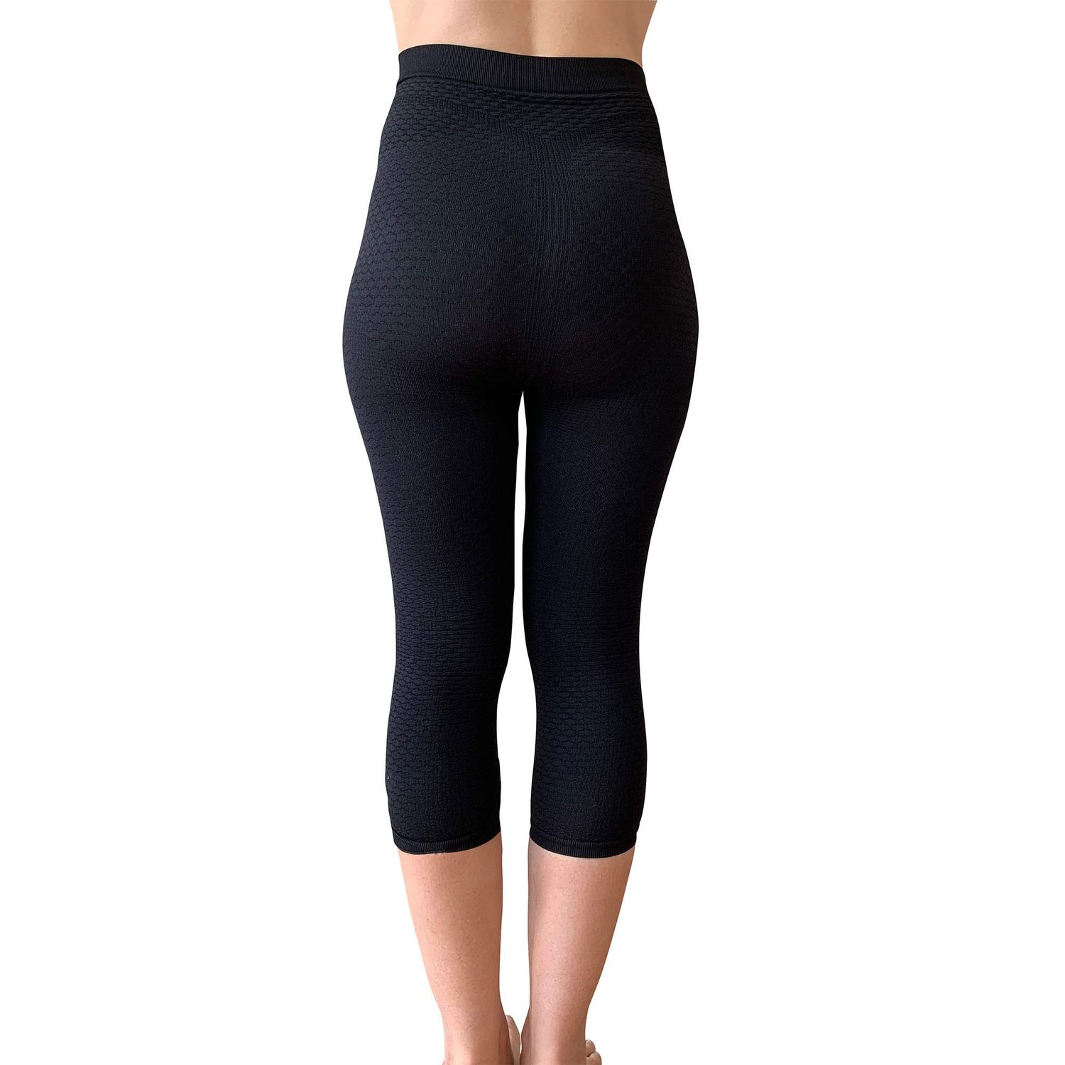 Bioflect® Capri Compression Leggings with Bioceramic Fibers and Micro-Massage Knit- for Support and Comfort - Black S/M