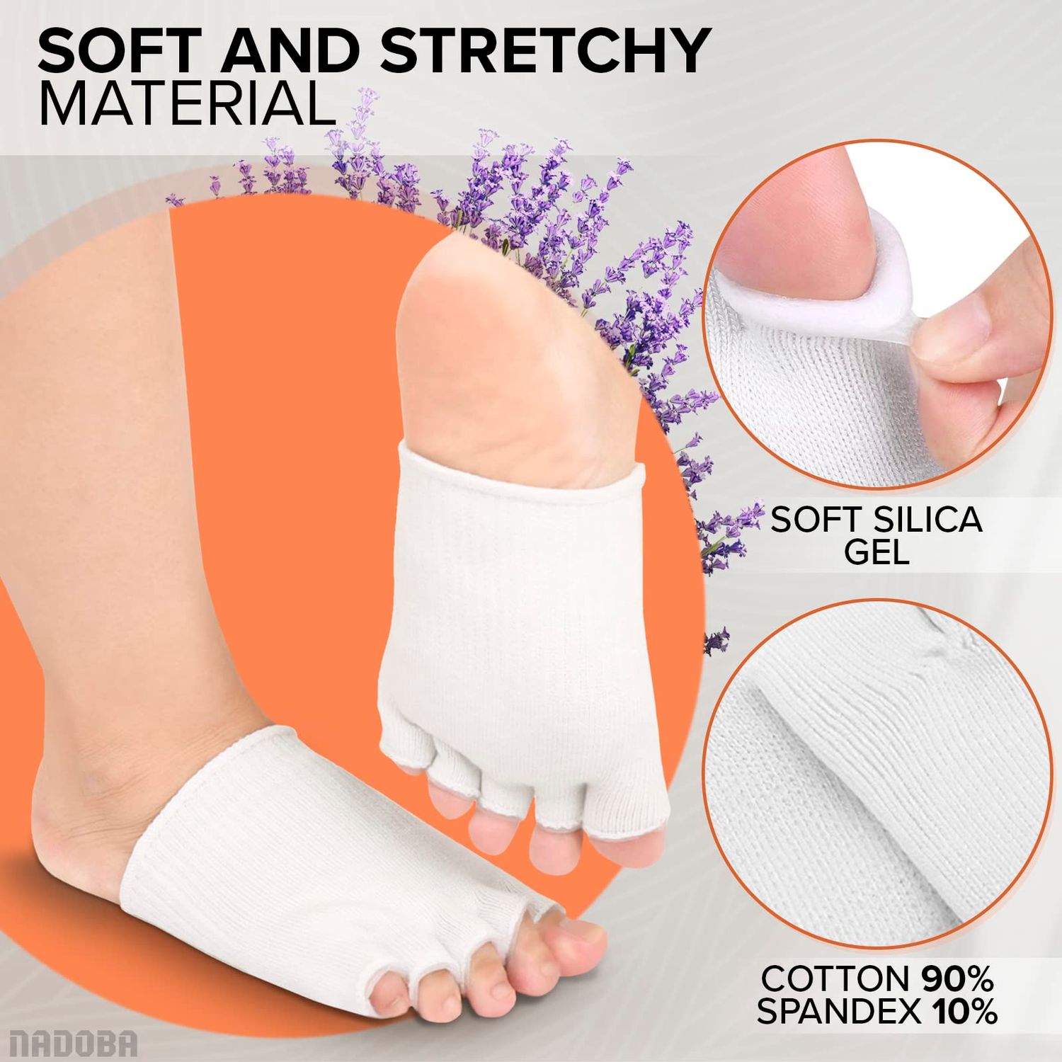 Gel Toe Separator Socks for Women – Pain Relief, Comfortable for Bedtime, Gel Toe Separators for Women Pedicure & Moisturizing, Fits US Sizes 6-10, Soft Cotton, Long-Lasting Design