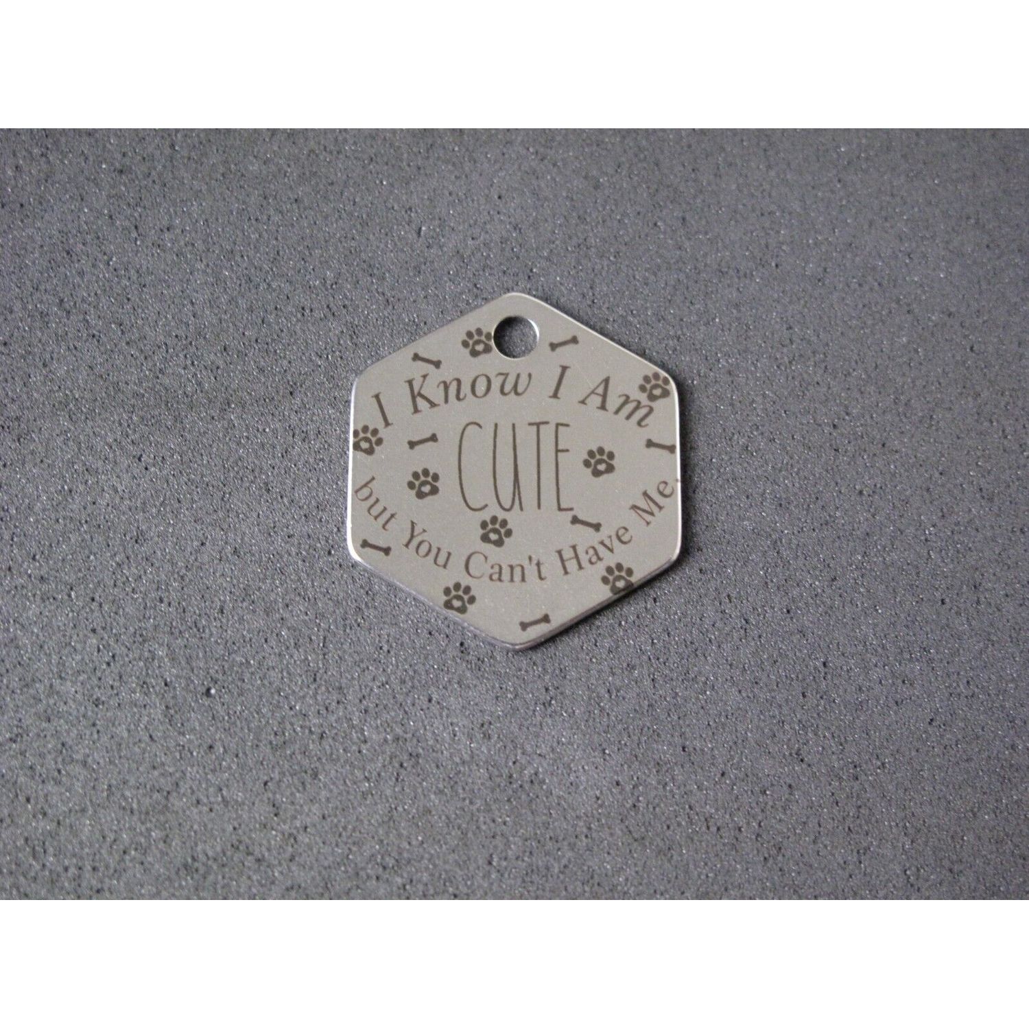 Stainless Steel Pet ID Tags Dog Tags, I Know I am Cute Front Personalize Back...