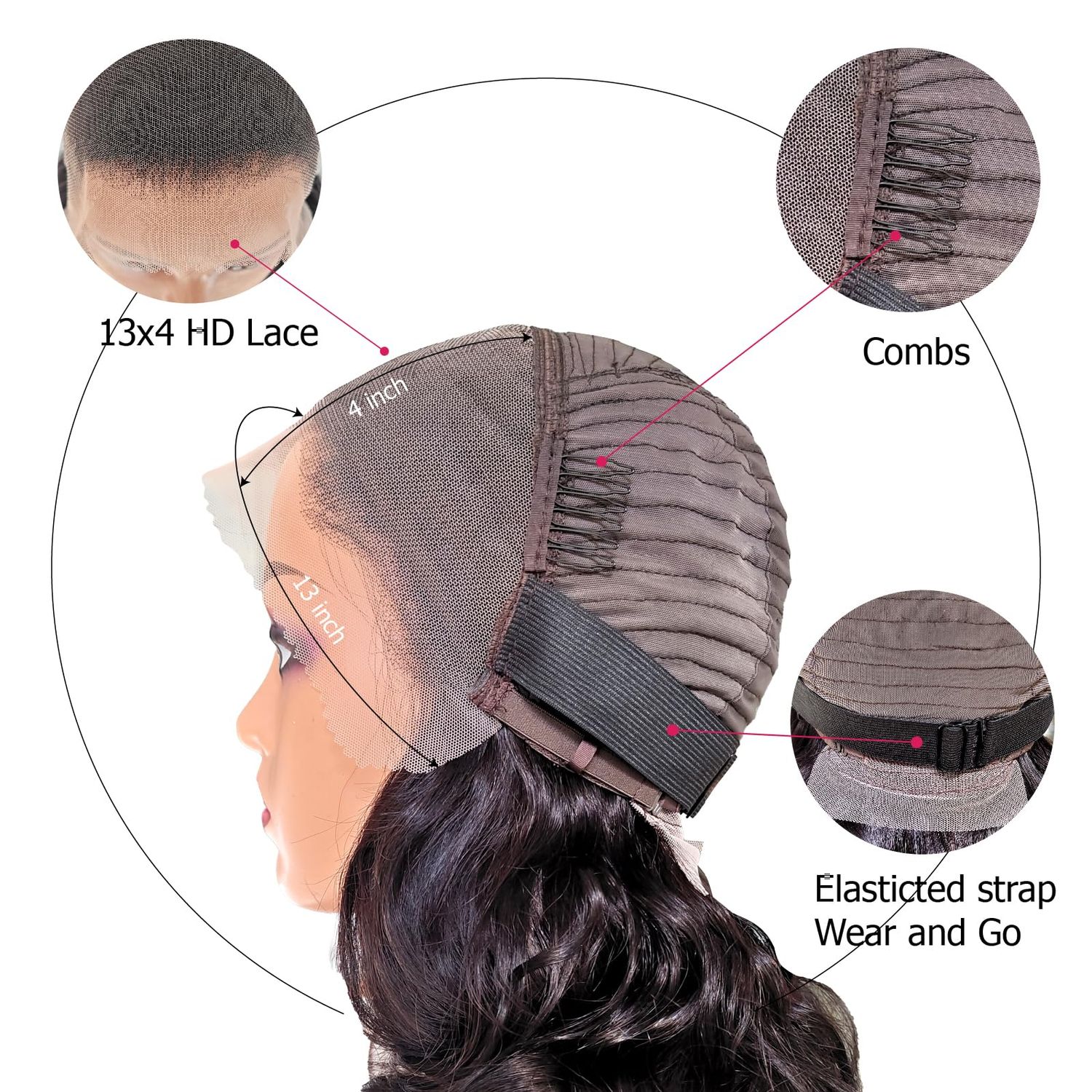 13x4 Loose Body Wave Lace Front Wigs Human Hair Pre Plucked with Baby Hair Bouncy Curly Wig 250% Density Double Drawn Glueless Brazilian Human Hair Wigs for Black Women 20 Inch Natural Black