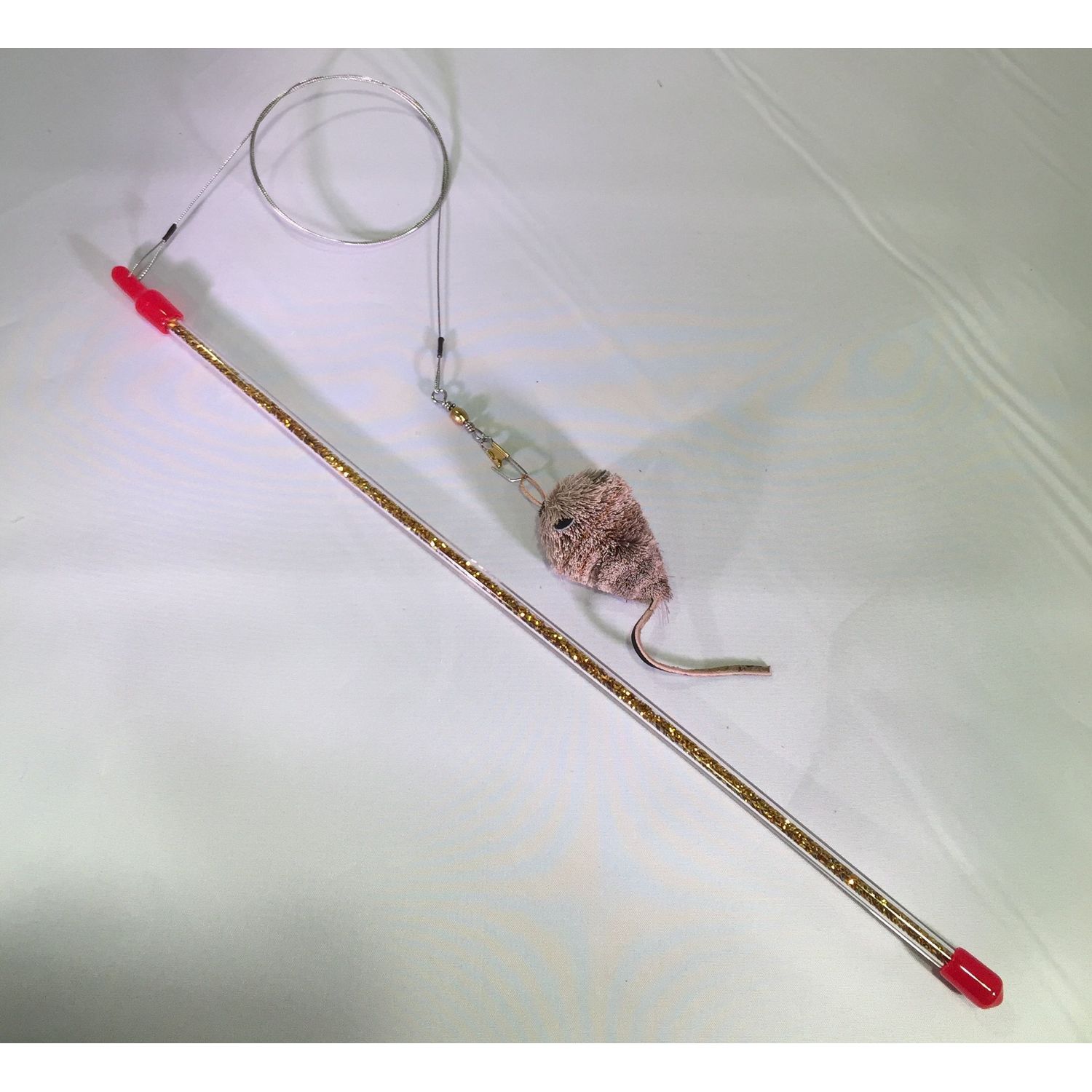 Go Cat Cat Catcher Teaser Wand with Mouse Cat Toy - Gold Glitter Wand