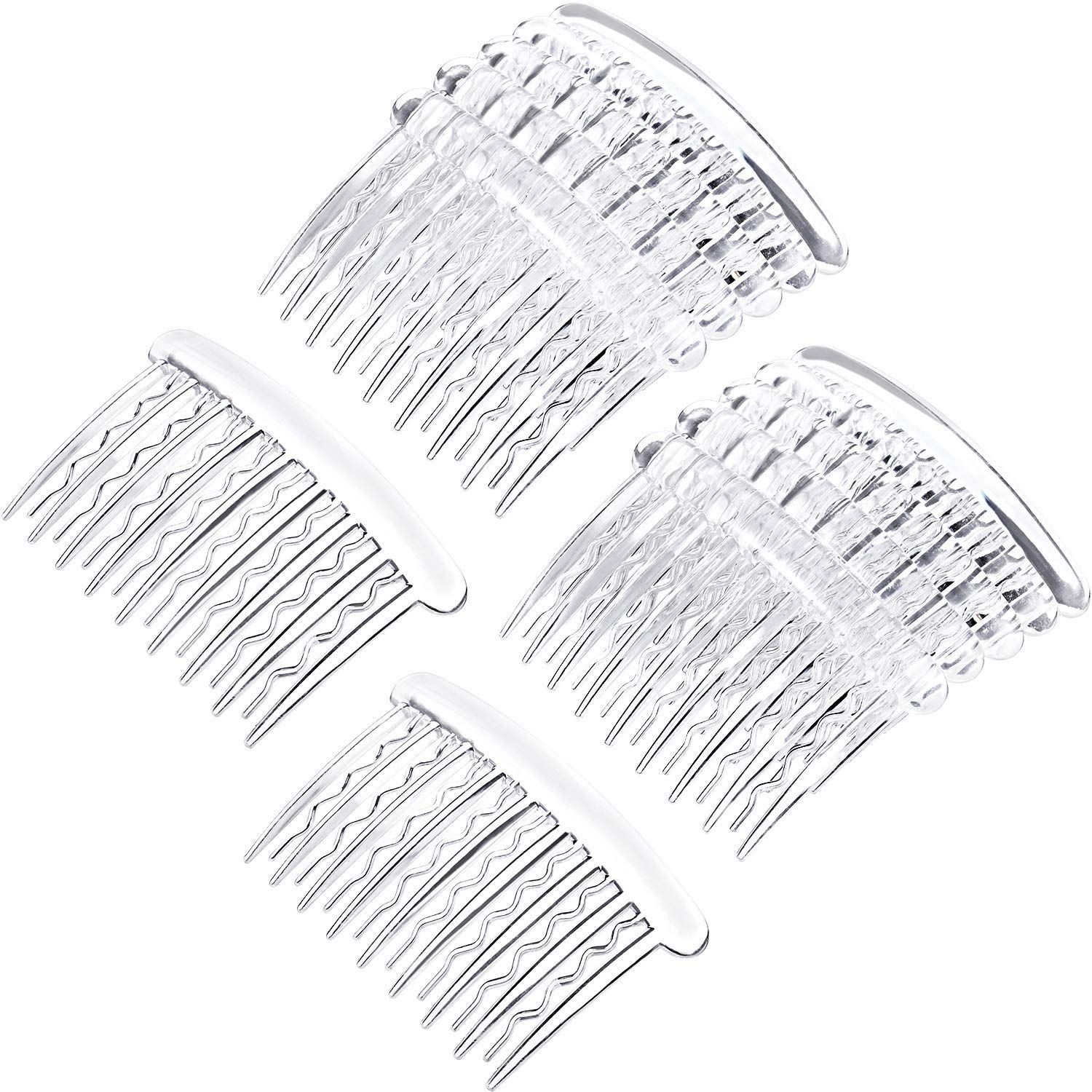 Gejoy 12 Pieces Plastic Teeth Hair Combs Tortoise Side Comb Hair Accessories for Fine Hair (Transparent)