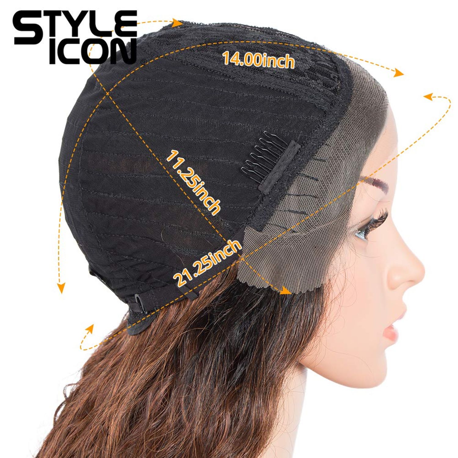 Style Icon Y Part Lace Wigs 32" Middle Part Lace Front Wigs Synthetic Wigs Ombre Lace Wig Density 130% (Y-Part Lace Wigs, TAT1B/33D/130E)