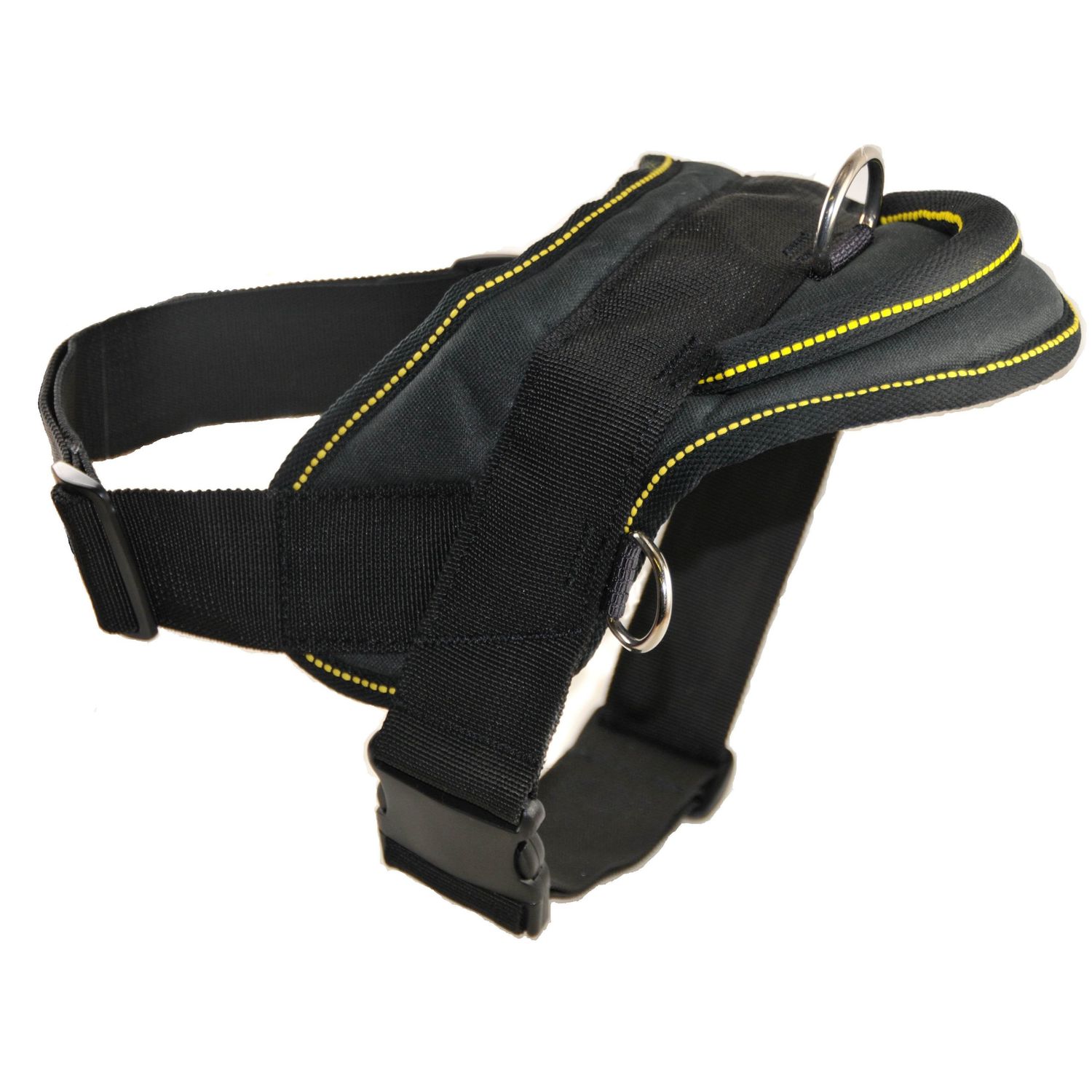 Dean and Tyler DT Dog Harness, Black With Yellow Trim, Small - Fits Girth Size: 22-Inch to 27-Inch