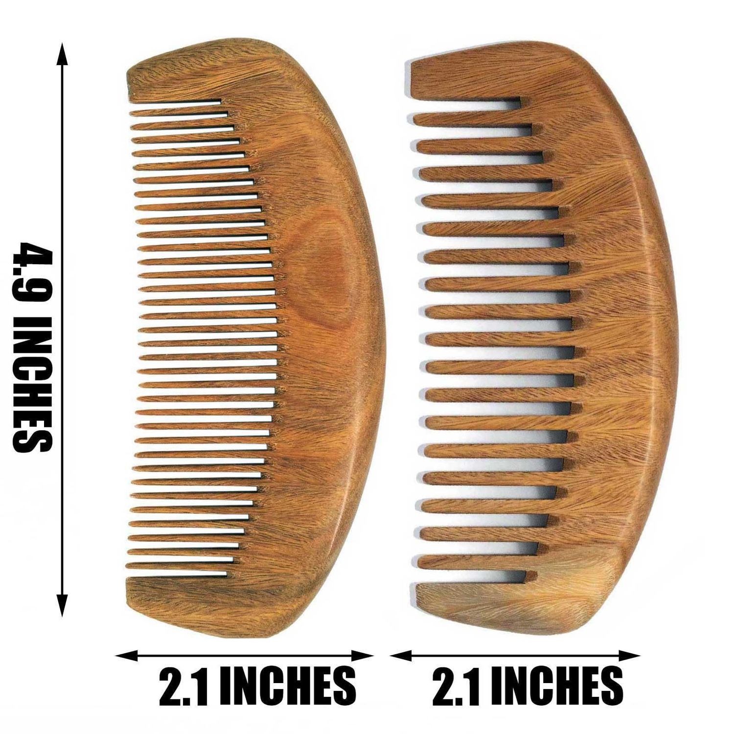 Moreinday Wooden Comb Wood Hair Comb Green Sandalwood Comb for Women Men - 2 Pack