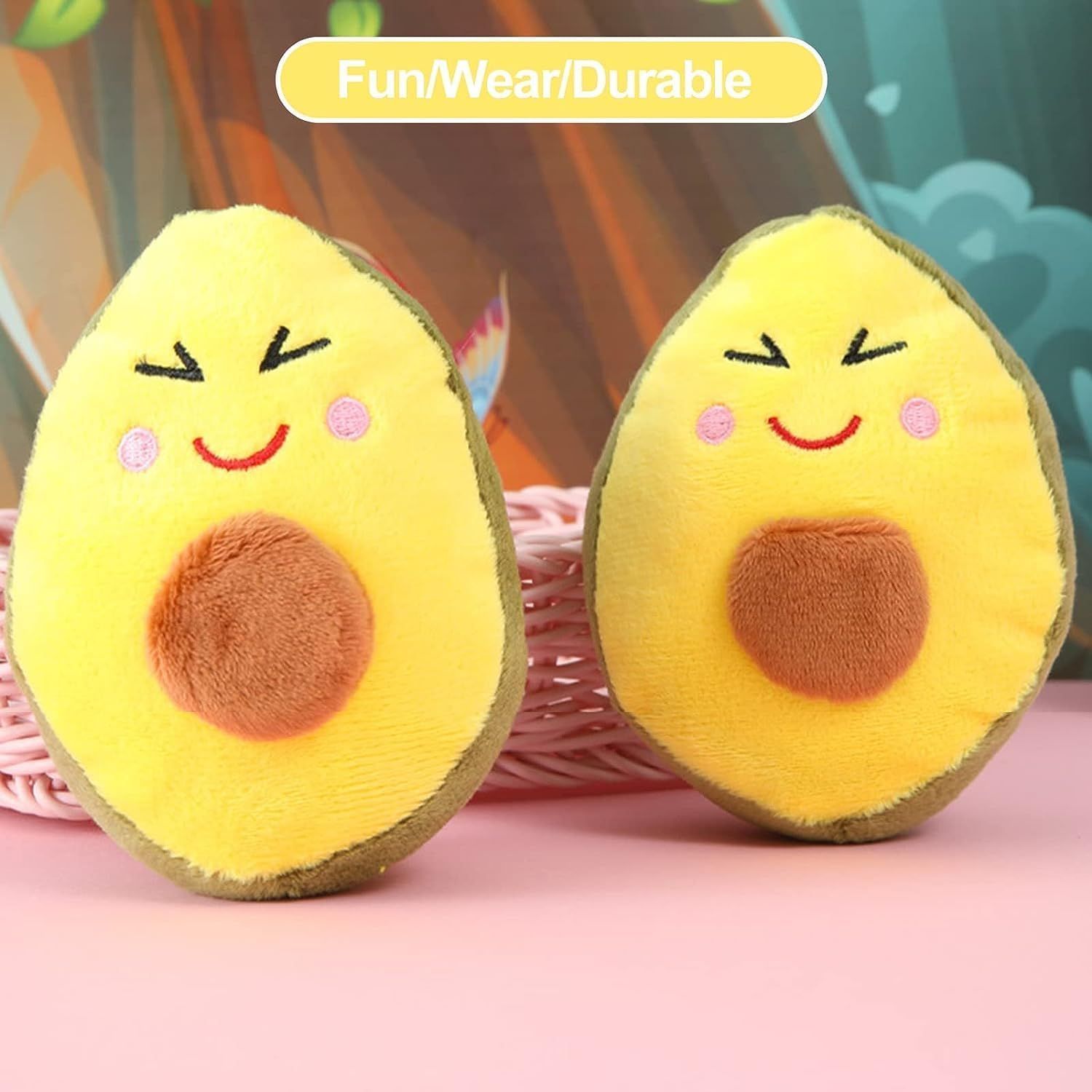 Yellow Dog Chew Toy, Avocado Squeaky Dog Toys, Tough and Chew Resistant, Creative Pet Toy,Soft Plush Avocado Shape Tooth Cleaning Dog Chew Toys for Puppy, Small, Middle, Big Dogs，Dogs Toys,Squeak Toys