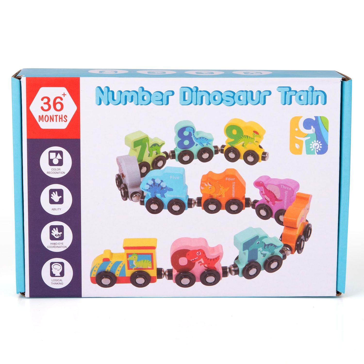 ArtCreativity Wooden Dinosaur Train Counting Set - 10 Pieces - Magnetic Dinosaur Train Set with Fun Counting Puzzle - Dino Train with Magnets, Painted Dinosaurs, Numbers, and Puzzle - Educational Toys