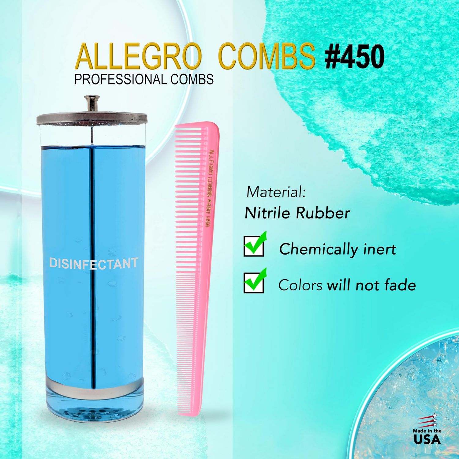 Allegro Combs 450 Tapered Hair Combs Barber Combs Hair Cutting Combs Women's Combs Men's Combs 6 Units (Fresh Pink)