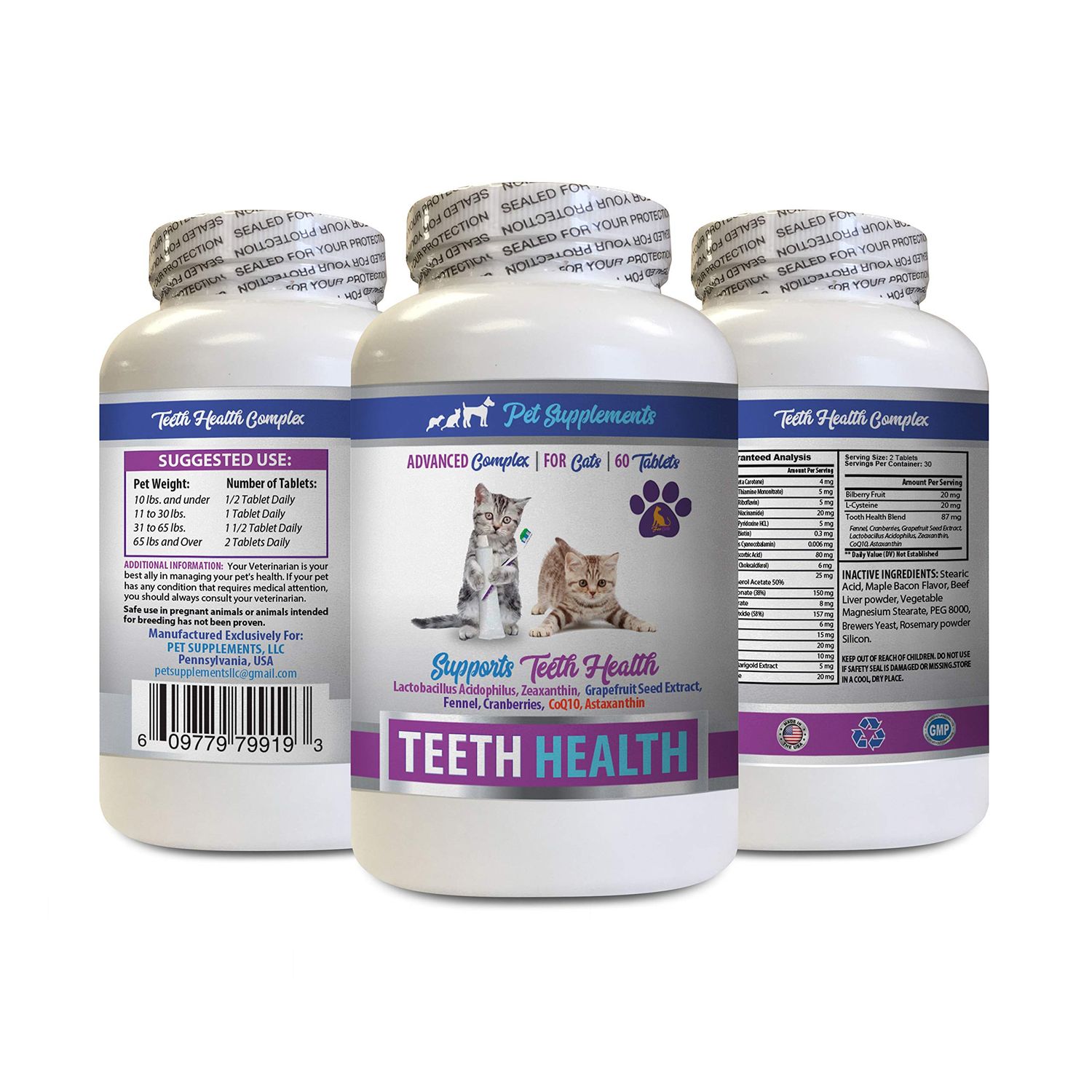 PET SUPPLEMENTS cat Dental Care Solution - CAT Teeth Health - Advanced Mouth Health Complex - Immune Boost - cat Vitamin b - 1 Bottle (60 Tablets)