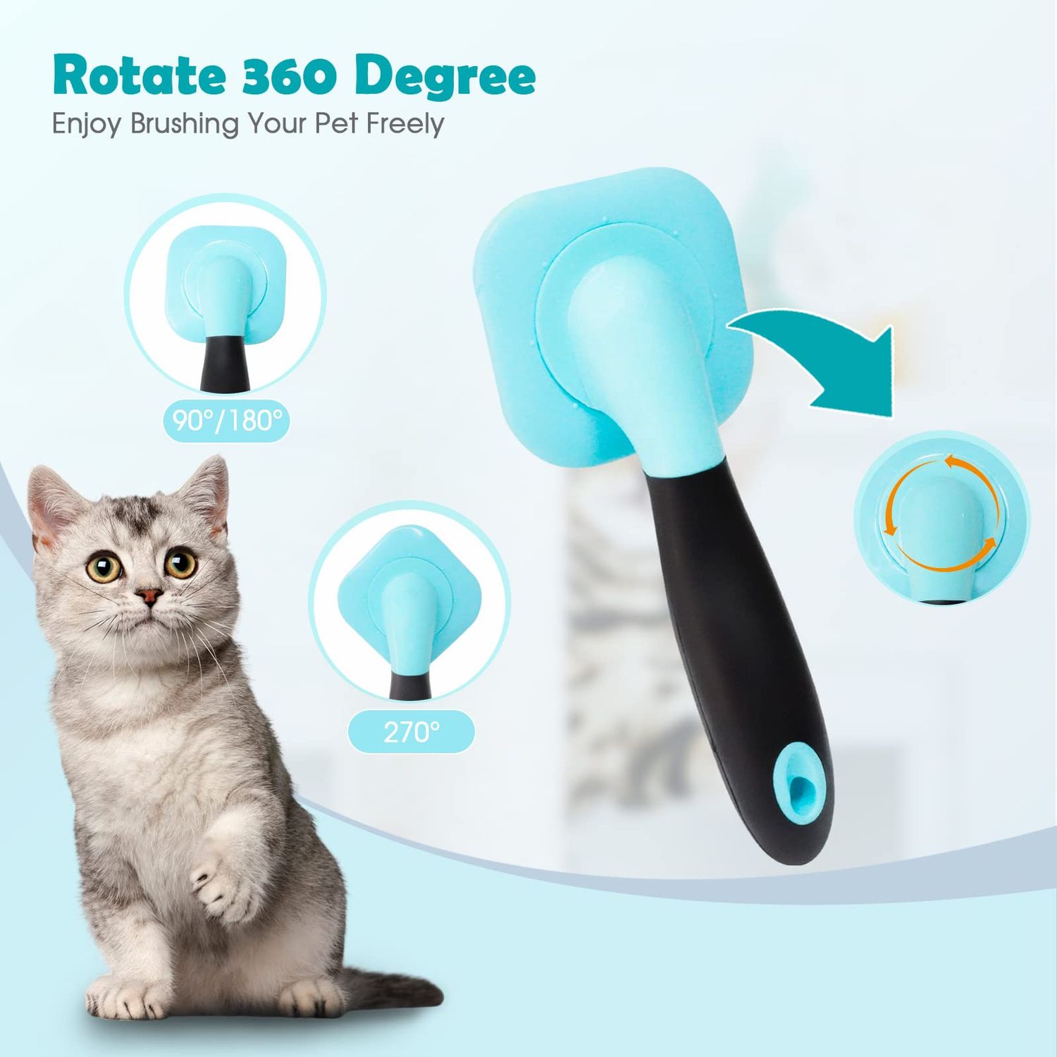 Slicker Brush, PETPAWJOY Dog Brush Gently Cleaning Pin Brush for Shedding Dog Hair Brush for Small Dogs Puppy Yorkie Poodle Rabbits Cats