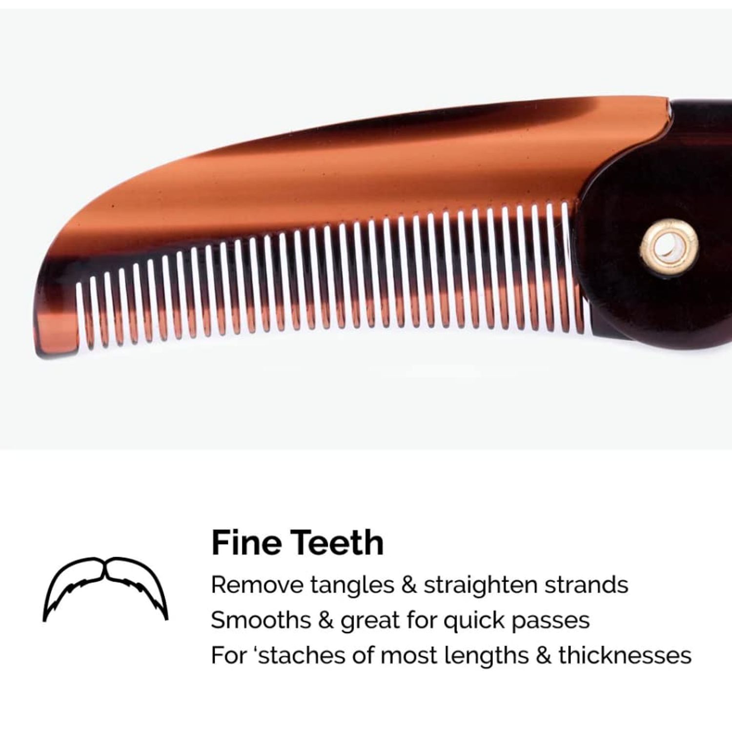 ZEUS Folding Mustache Comb, Handmade Saw-Cut Best Moustache Pocket Comb - (Traditional) - K11