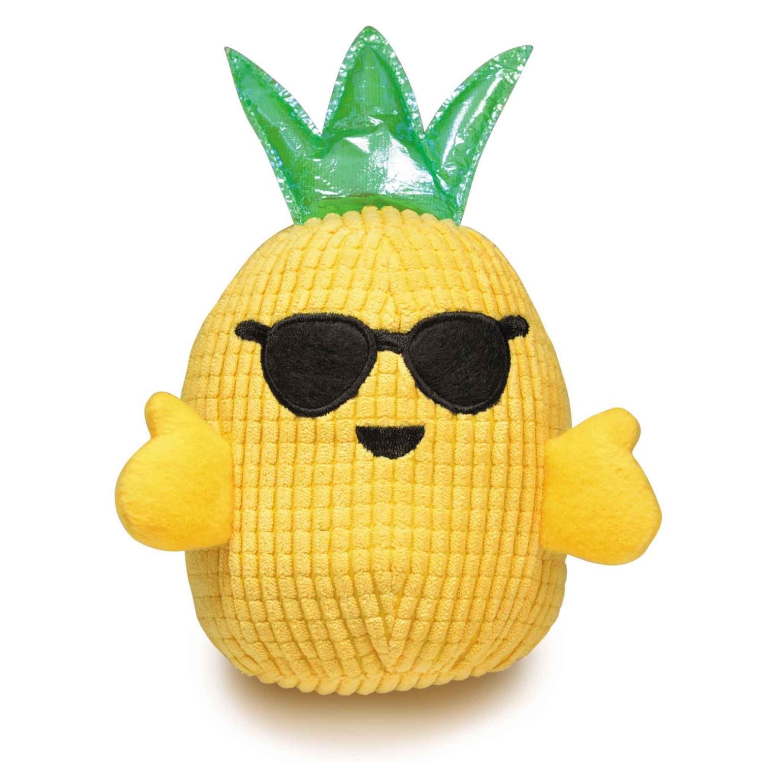 Dog Toys 8 Inch Hawaiian Pineapple Soft Plush Squeaker Crinkle Choose Boy Girl or Set of Both (8 Inch Boy Pineapple)