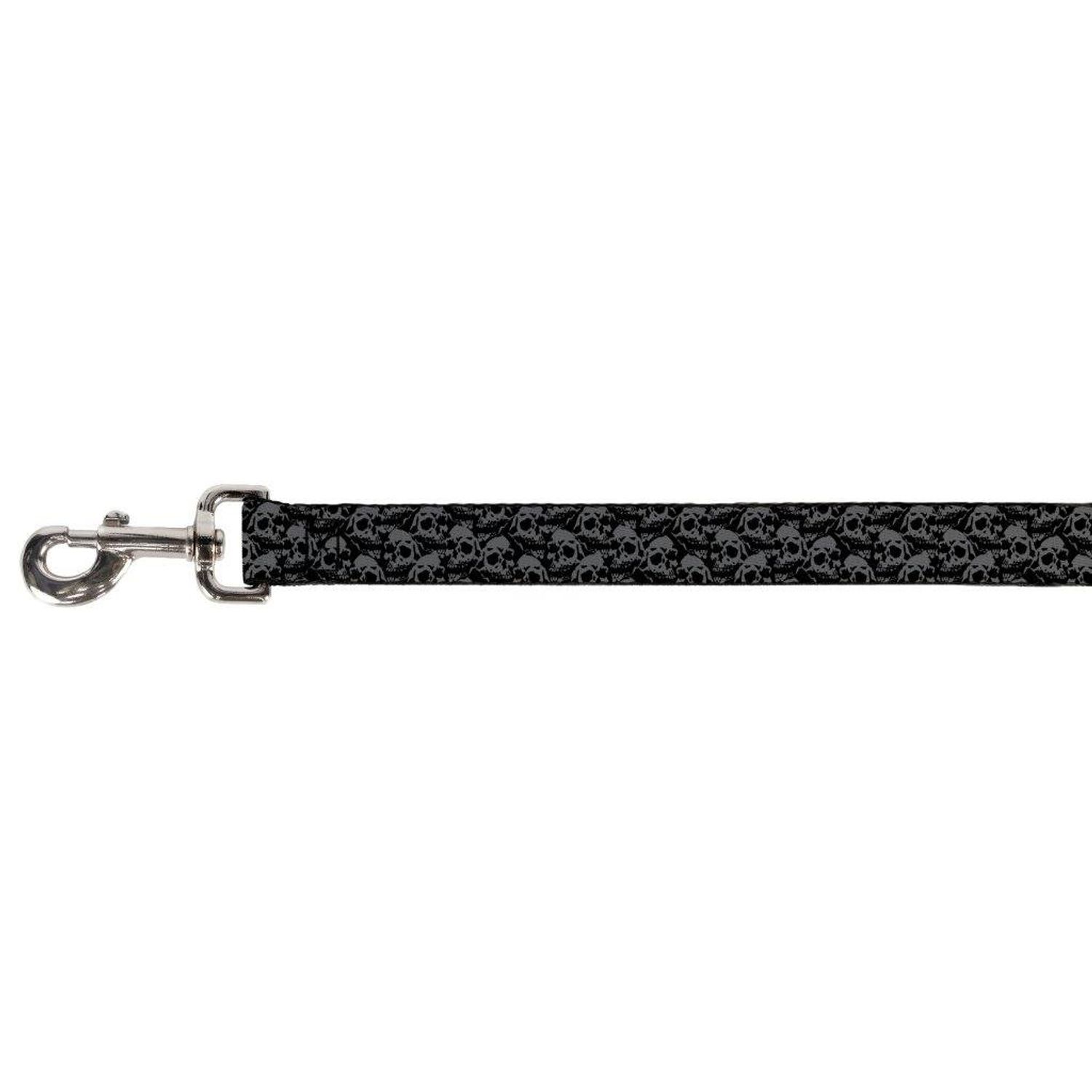 Buckle-Down Pet Leash - Skull Yard Black/Gray - 4 Feet Long - 1.5" Wide
