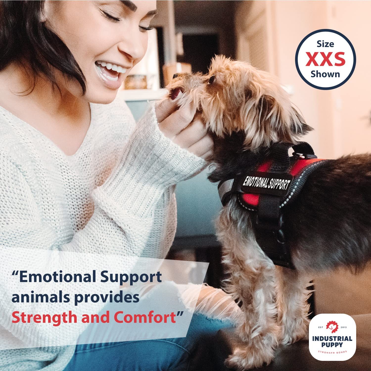 Emotional Support Dog Vest Harness with Reflective Straps, Interchangeable Patches, & Top Handle - ESA Dog Vest in 8 Sizes - Heavy Duty Emotional Support Dog Harness for Working Dogs (Red, XS)