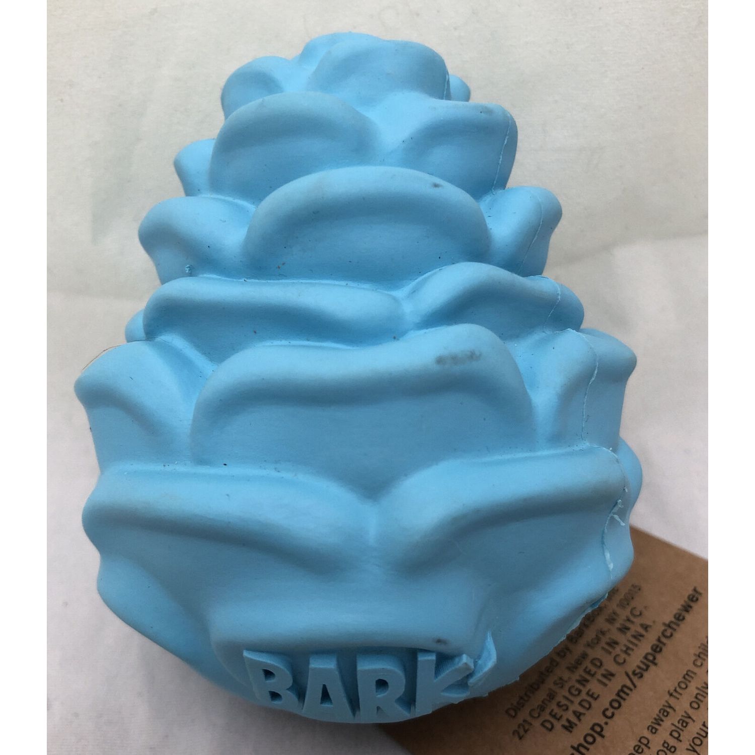 Bark Box Blue Pretty Cool Pine Cone Super Chewer Treat Dispensing Dog Toy NWT