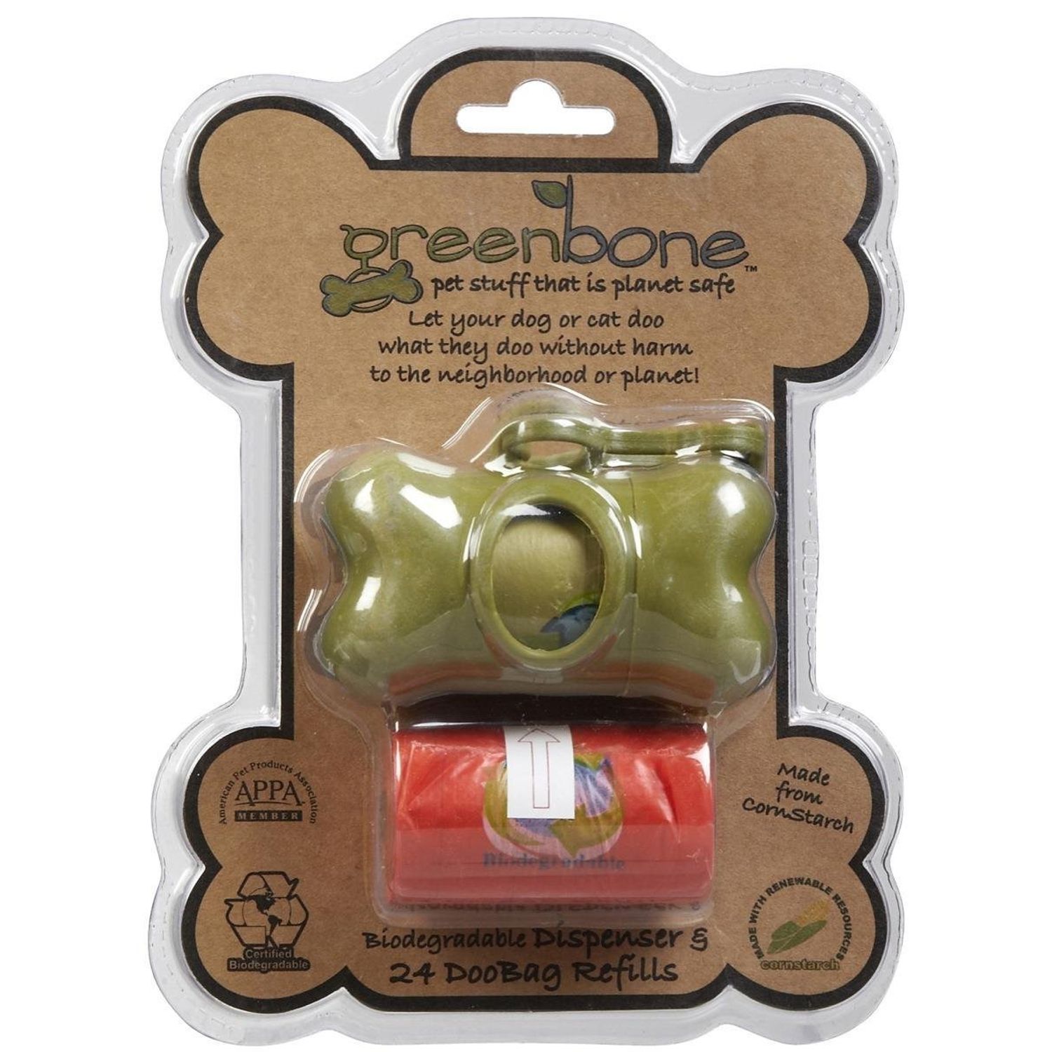 Greenbone Biodegradable Waste Bag Dispenser with 24 Bags