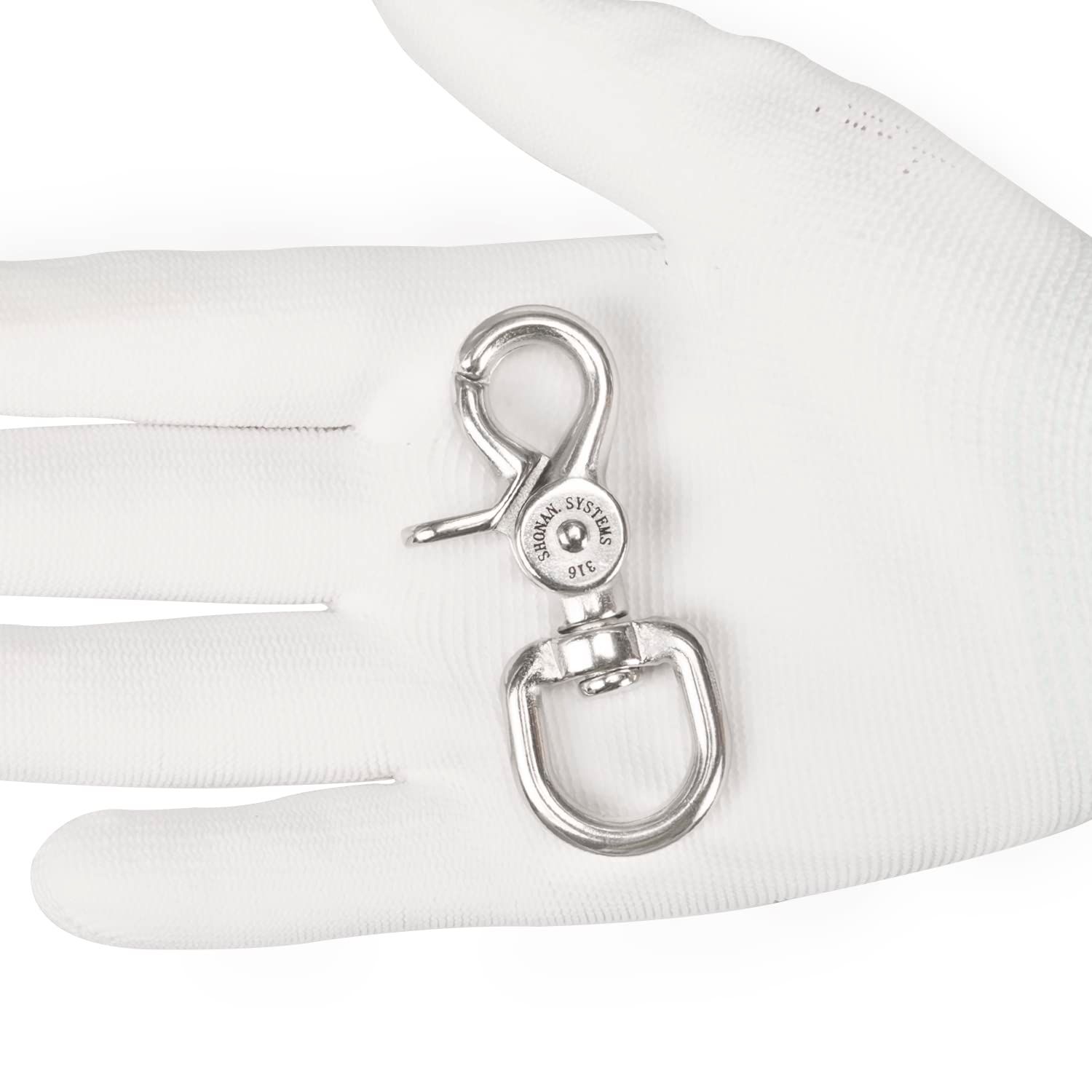 SHONAN 2.65" Trigger Snap Hooks, Marine Grade Stainless Steel 316 Swivel Trigger Snaps, 130 Lbs Capacity Scissor Snaps, 2 Pack Lobster Claw Clips for Flag Pole, Dog Leash, Camera Straps, and Cages
