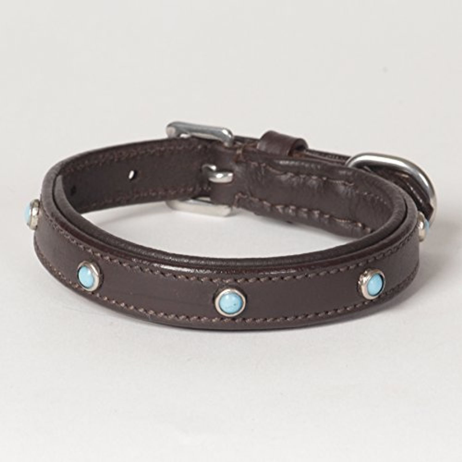 XX-Small Genuine Leather Padded Decorated Arizona Dog Collar; Fits Neck Size 8" - 10"