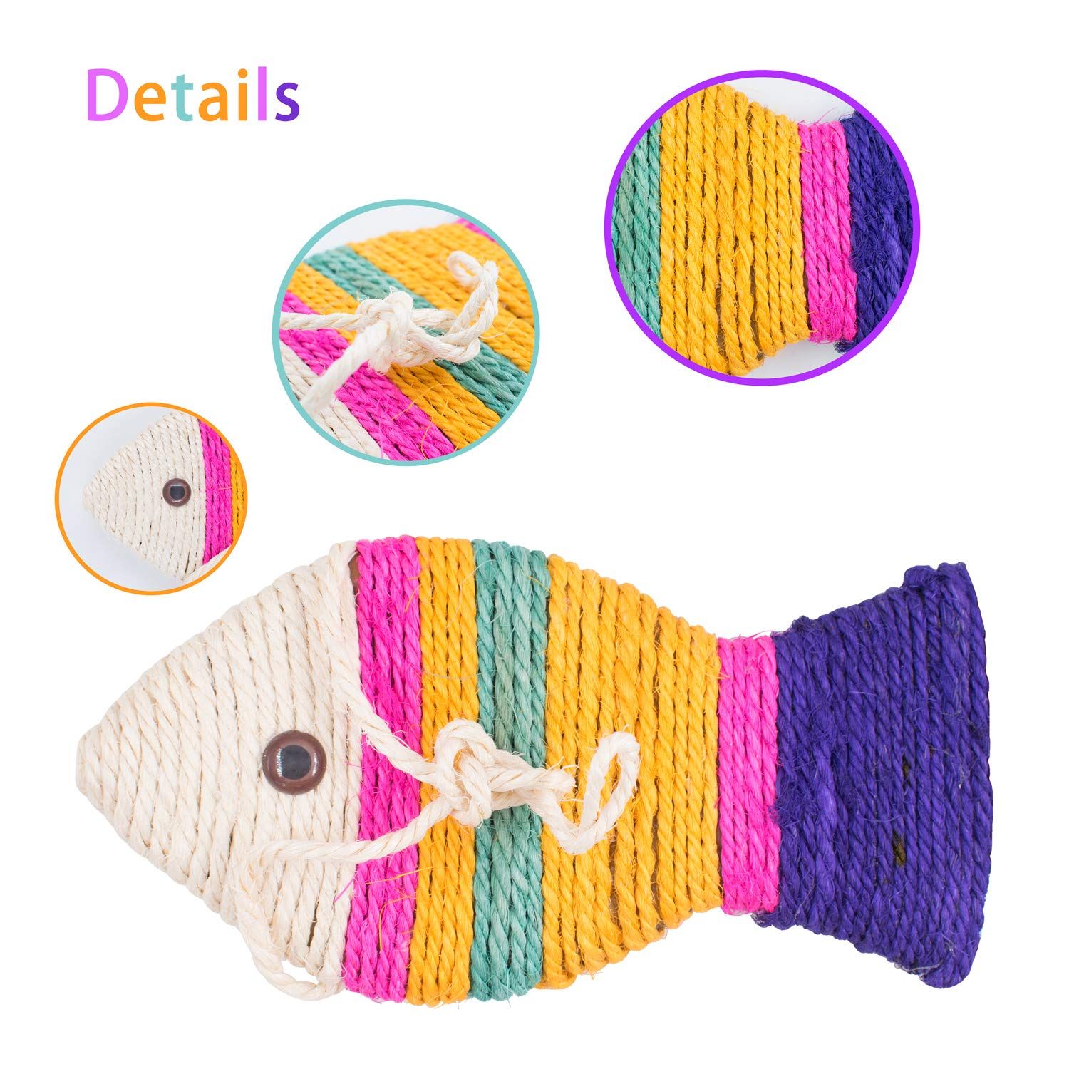 Fish Shape Sisal Cats Scratcher Cat Scratch Board Scratching Pad Colorful Play Funny Interactive Pet Toy for Kitty's Health and Good Behavior