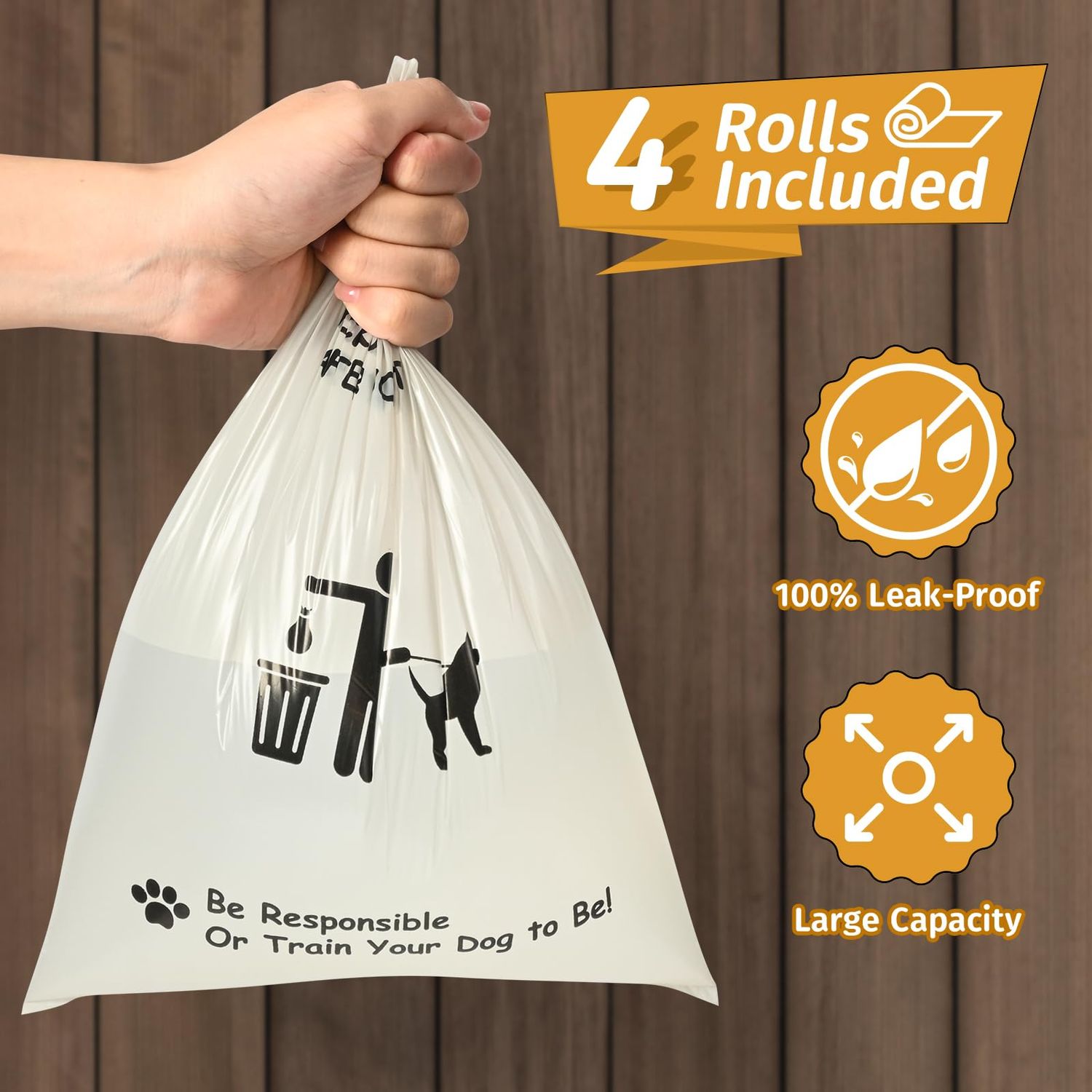 qeerable Dog Poop Bag Dispenser, Wall-Mounted Dog Bag dispenser Outdoor or Indoor for Doggy and Pets, Black Dog Poop Bag Holder for Yard and Park, Included 4 Rolls (60 Bags)