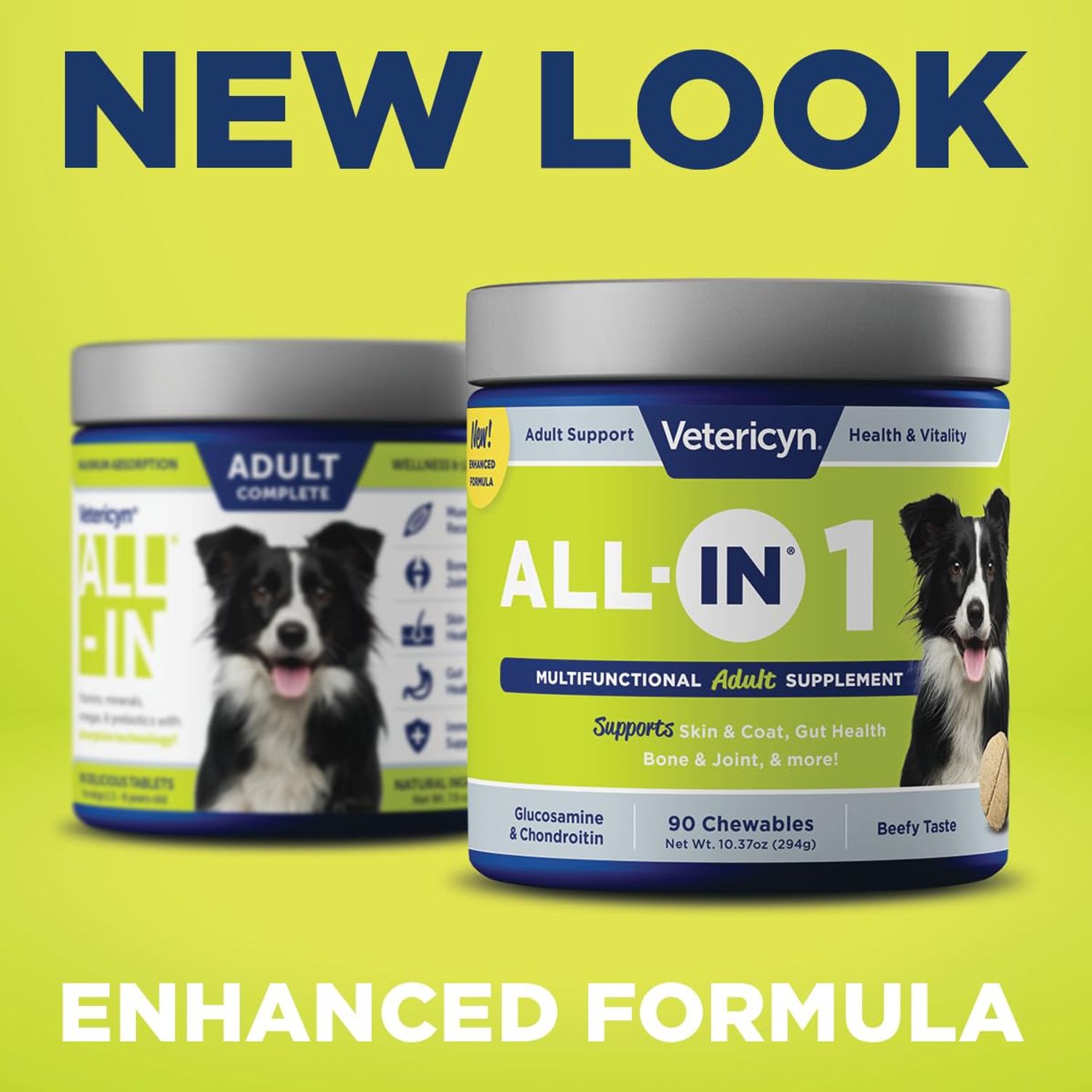 Vetericyn All-in 1 Multifunctional Dog Supplement | Digestive Enzymes + Glucosamine and Chondroitin for Bone and Joint Support + Vitamins, Antioxidants, Prebiotics, Probiotics, and Omegas. 90 Count