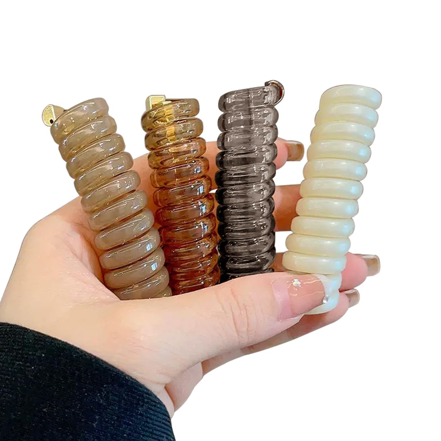 Spiral Hair Tie Braid Hair Band Stylish Phone Cord Hair Coils No Crease Ponytail Holders for Women Girls Long Curly Hair