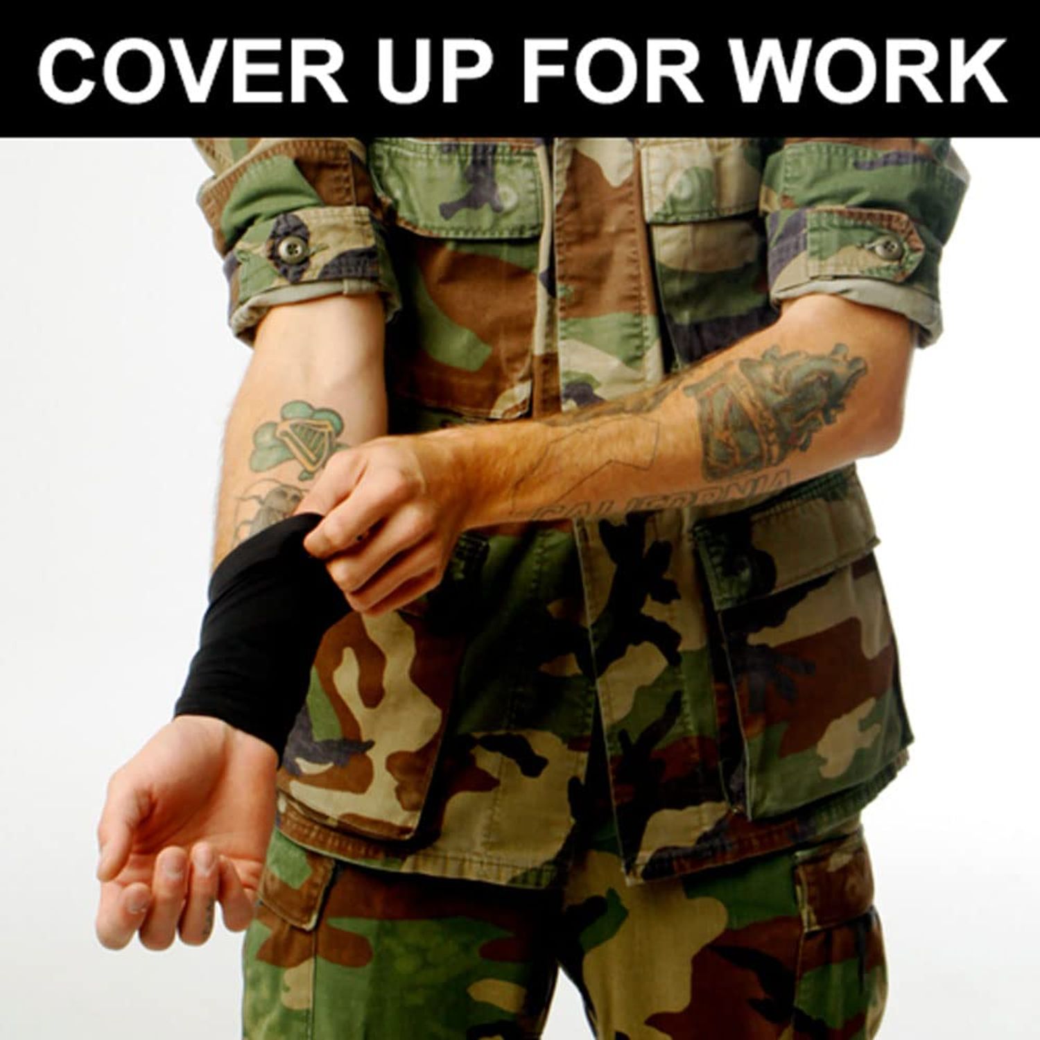 Tat2X Ink Armor Premium Half Arm Tattoo Cover Up Sleeve - No Slip Gripper - U.S. Made - Black - XSS (single half arm sleeve)