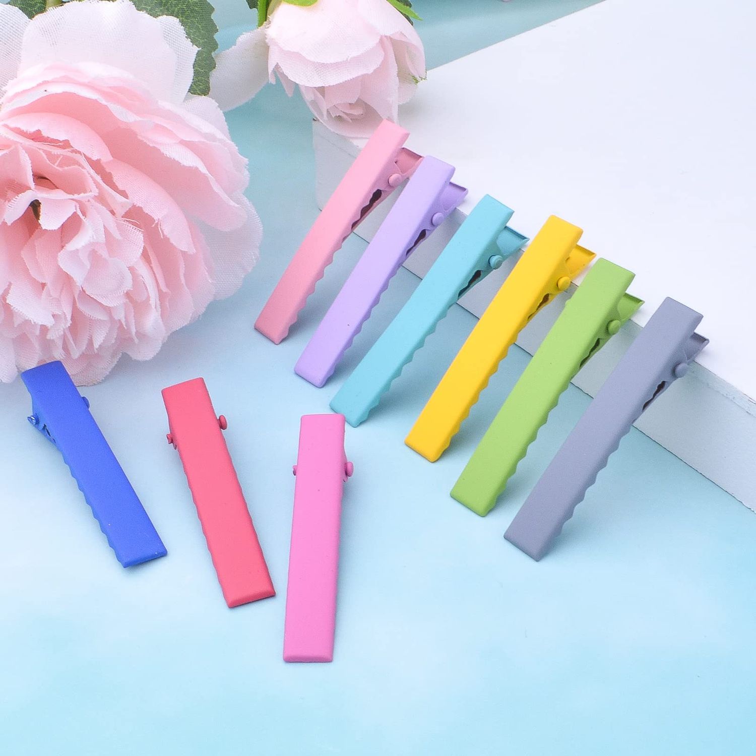 50pcs 10 Colors Alligator Hair Clips Metal Duck Bill Hairclips Single Prong Non-slip Hair Barrette Sectioning Hairpins for Women Girls Salon Styling DIY Accessories