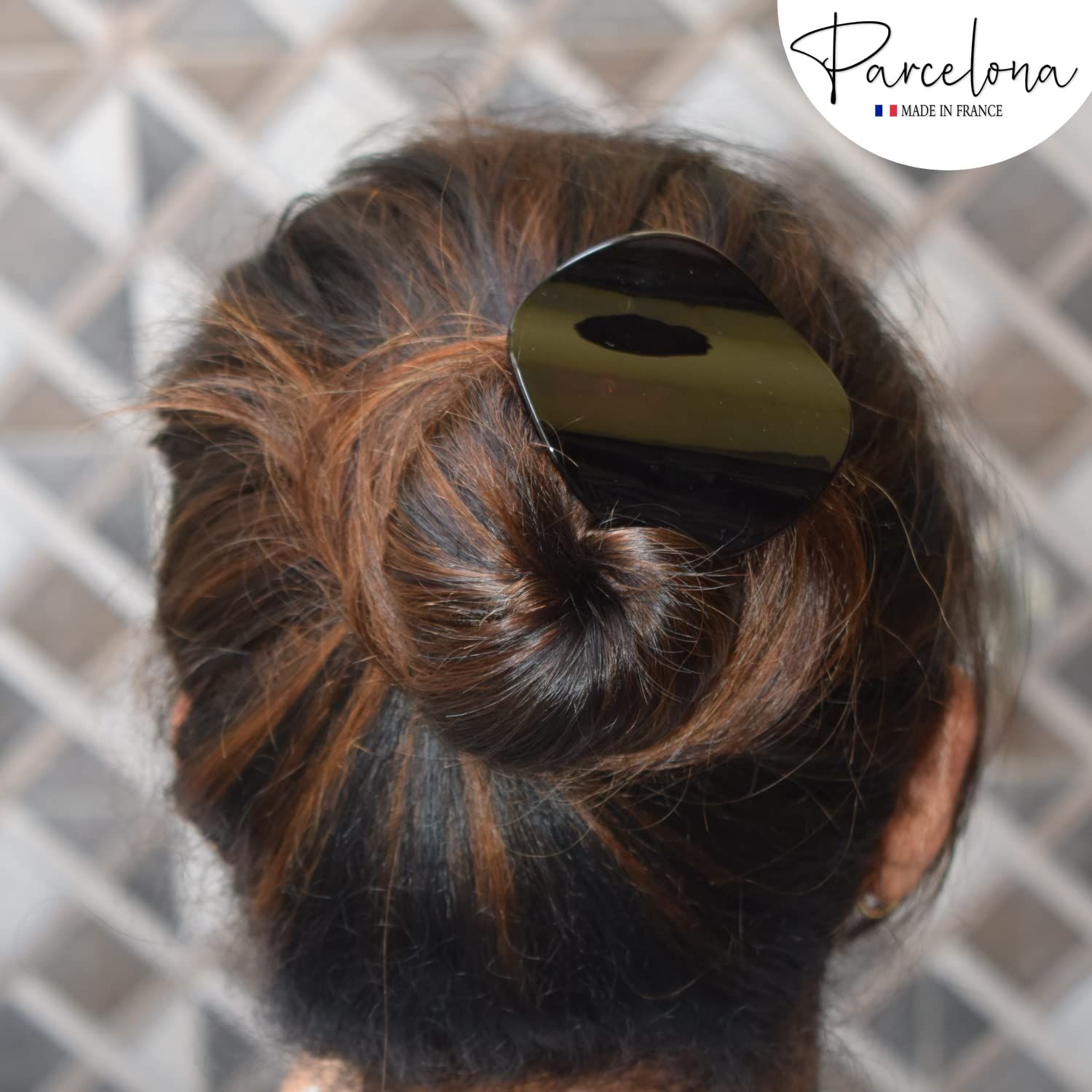 Parcelona France Onde Celluloid Tortoise Shell Side Slidein Secure Grip Hair Updo Hinge Duck Hair Claw - 2 3/4 Inch
