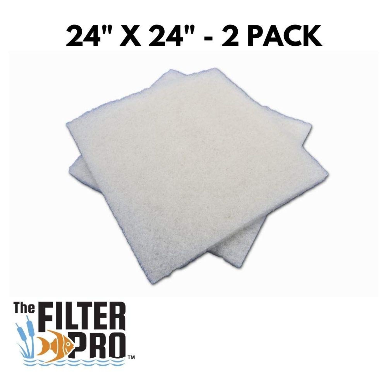 The Filter Pro Beige Coarse Filter Media, 2" Thick, 24" x 24" Pads, 2 Pack, Perfect for Aquariums, Ponds or Water Gardens, Made in USA