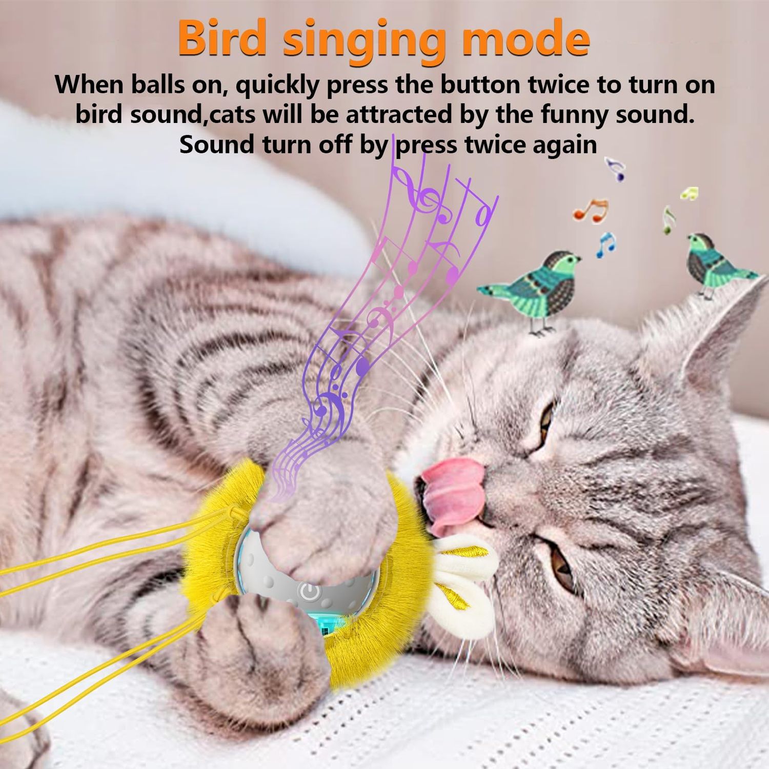BENTOPAL Interactive Cat Toys Ball Paw Activated, Super Power Cat Exercise Toys for Indoor Cats (Grey)