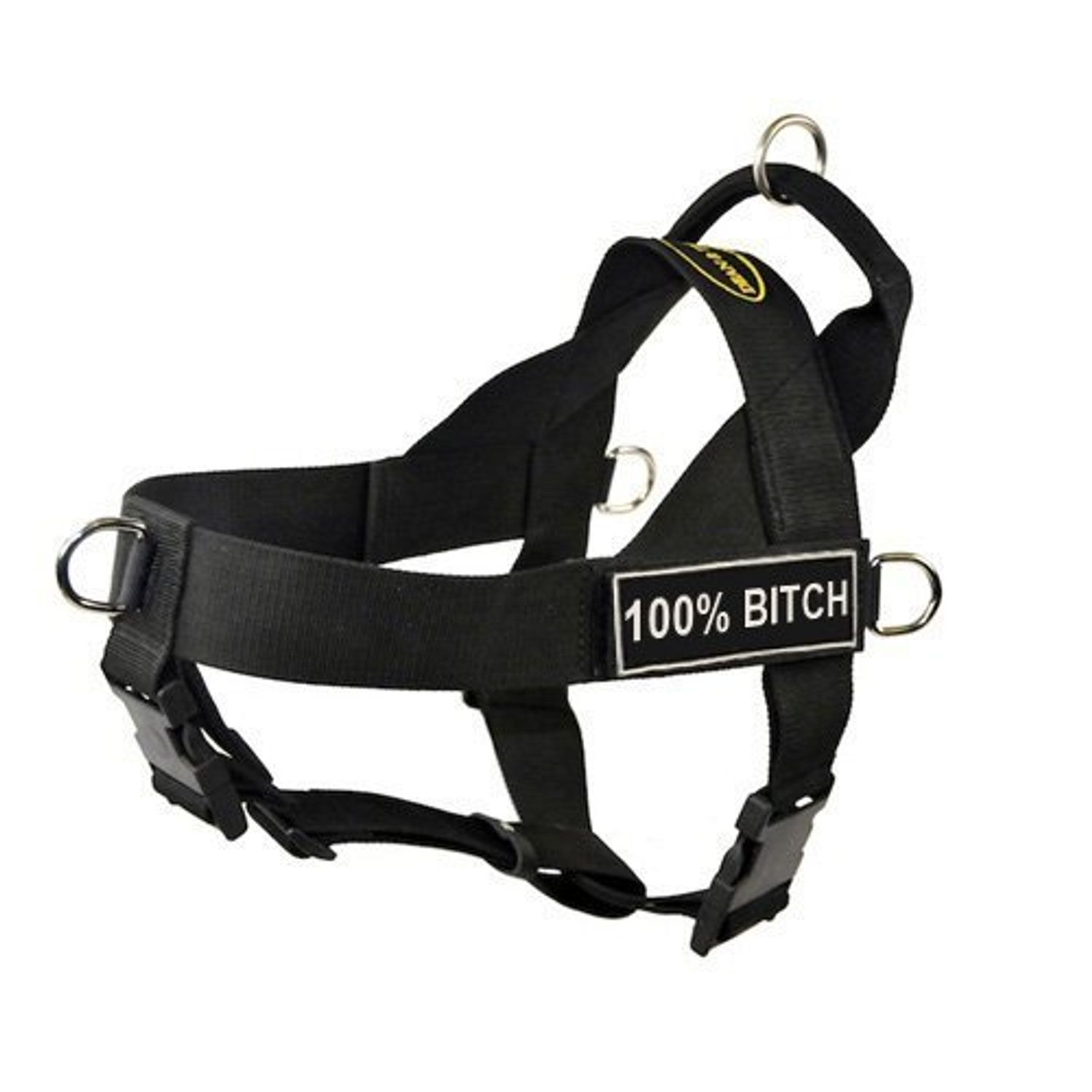 Dean & Tyler D&T UNIVERSAL 100BITCH BK-L DT Universal Fun No Pull Dog Harness, 100% Bitch, Large, Fits Girth, 79cm to 107cm, Black