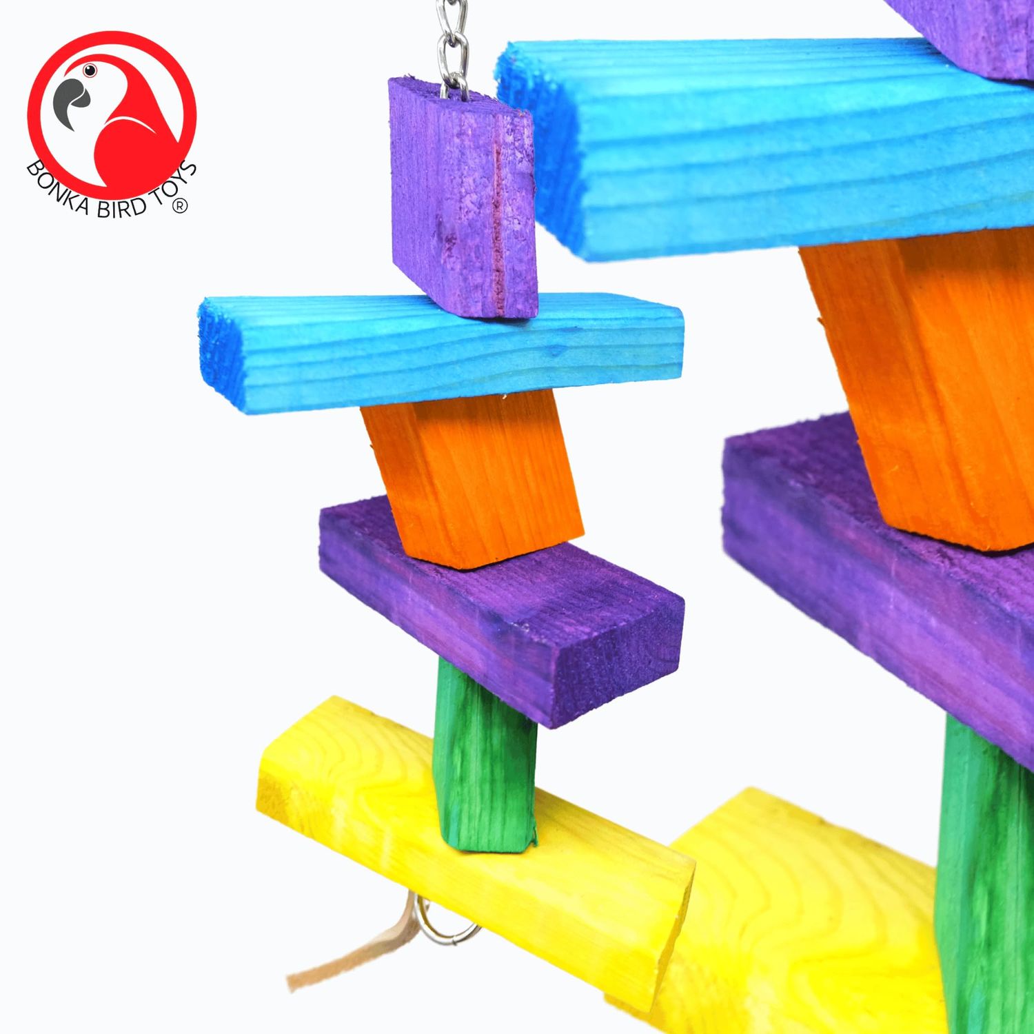 Bonka Bird Toys 1073 Wood Stepper Parrot Chew Cage Toy, Conure, Quaker, Ringneck, and Similar Breeds