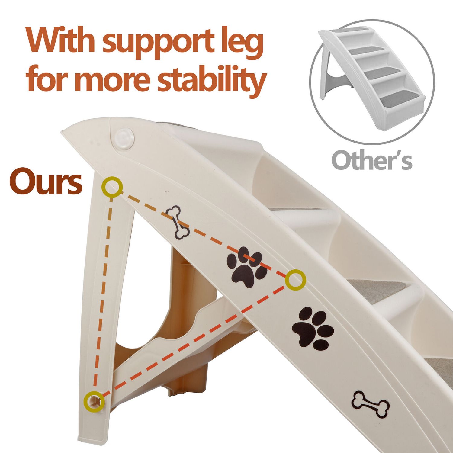Foldable Dog Ramp Stairs For Small Pets Dog Pickup Travel Ladder MAX 100 LB