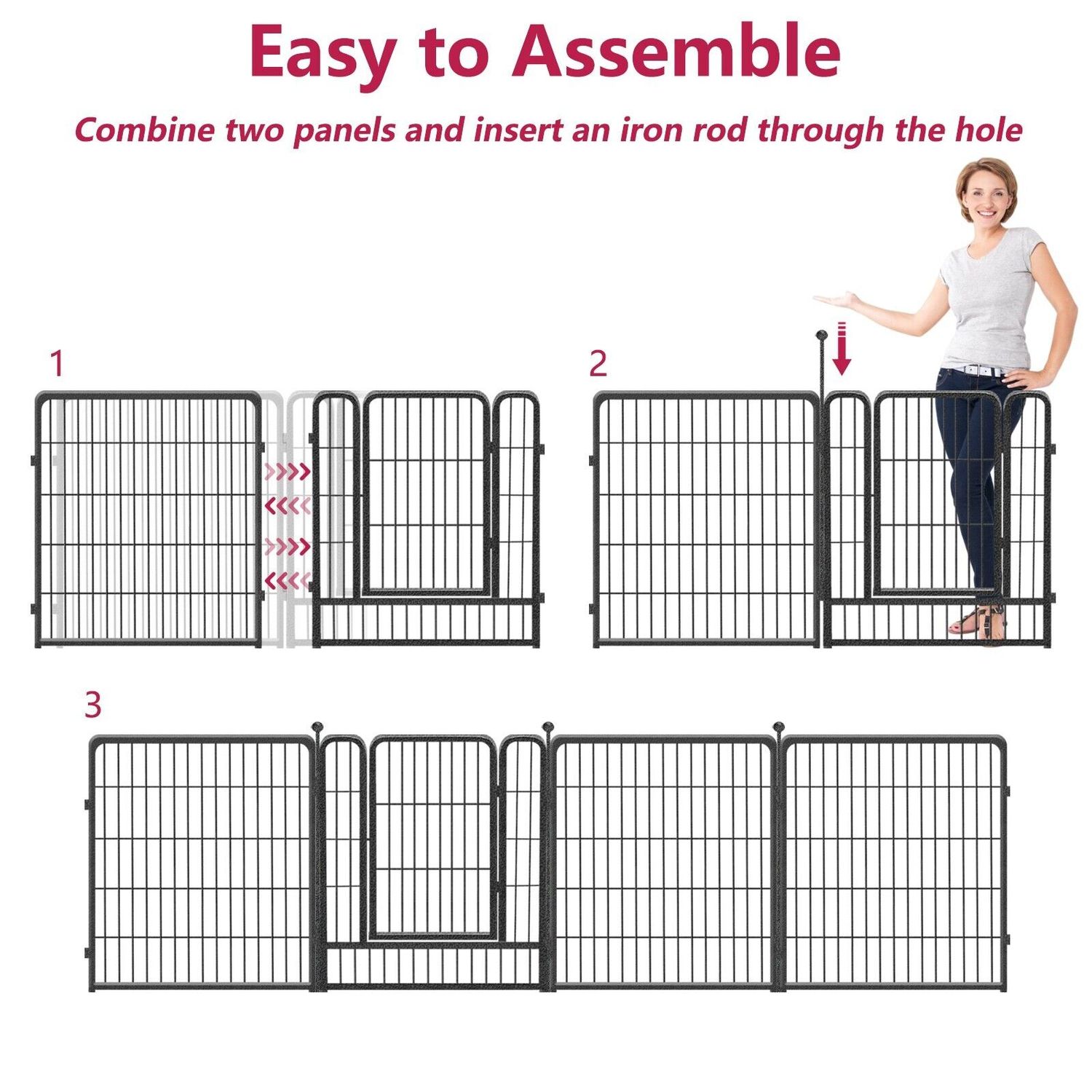 32 Inch Heavy Duty Dog Playpen 16 Panels Exercise Pen Pet Fence Cage with Door