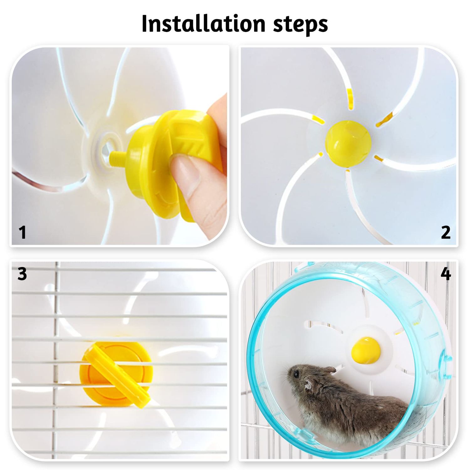 6.9 Inch Hamster Running Wheel, Silent Hamster Exercise Wheels, Mount on Hamster Cage, for Dwarf Hamster, Pet Mouse, Mice