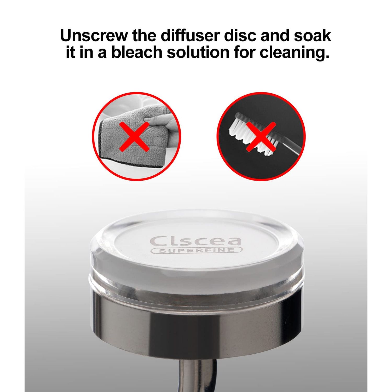 Clscea Aquarium Stainless Steel CO2 Diffuser Atomizer with Integrated Check Valve for Rimless Tanks 40cm