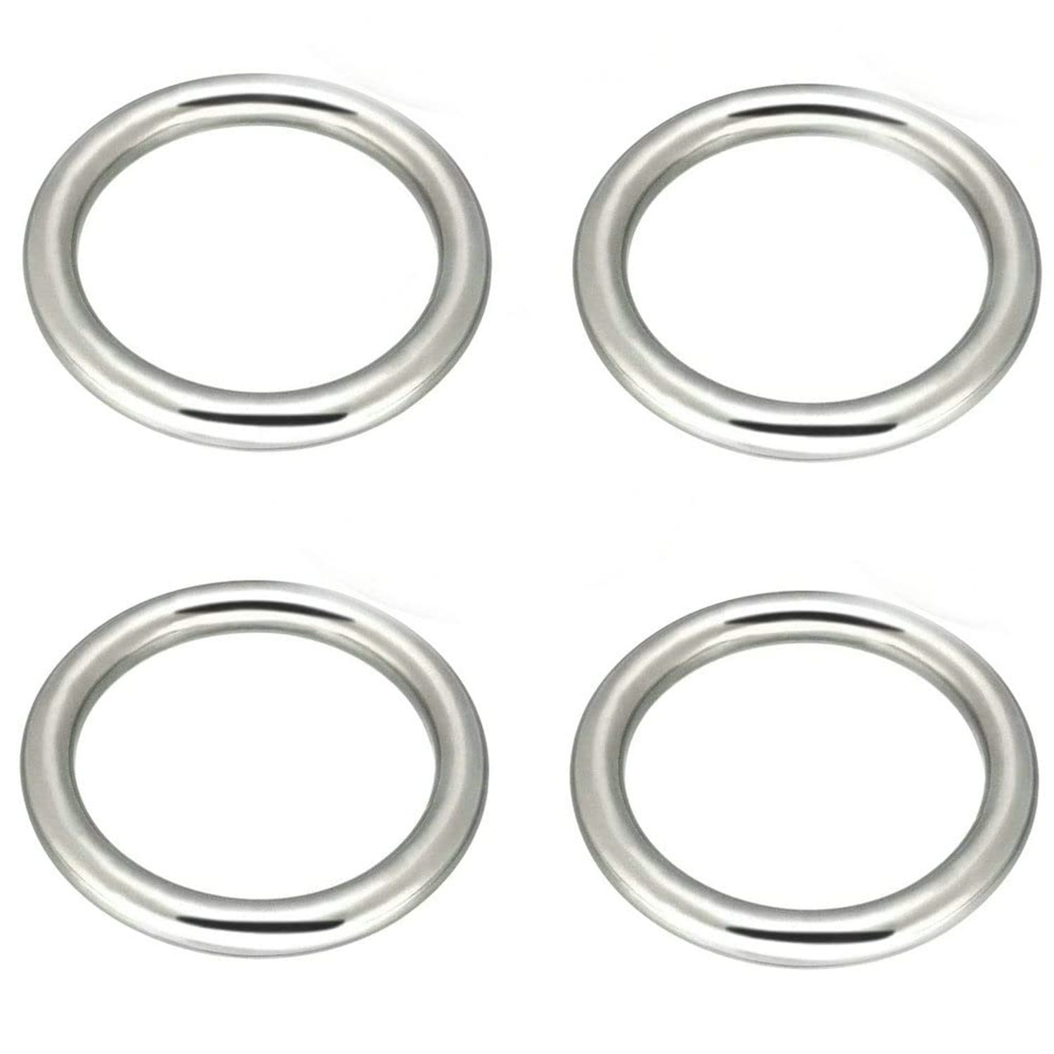 4 Pieces Stainless Steel 316 Round Ring Welded 1/4" x 1-5/8" (6mm x 40mm) Marine Grade Ring Welded Multi-Purpose Metal Rings for Macrame, Camping Belt, Dog Leashes