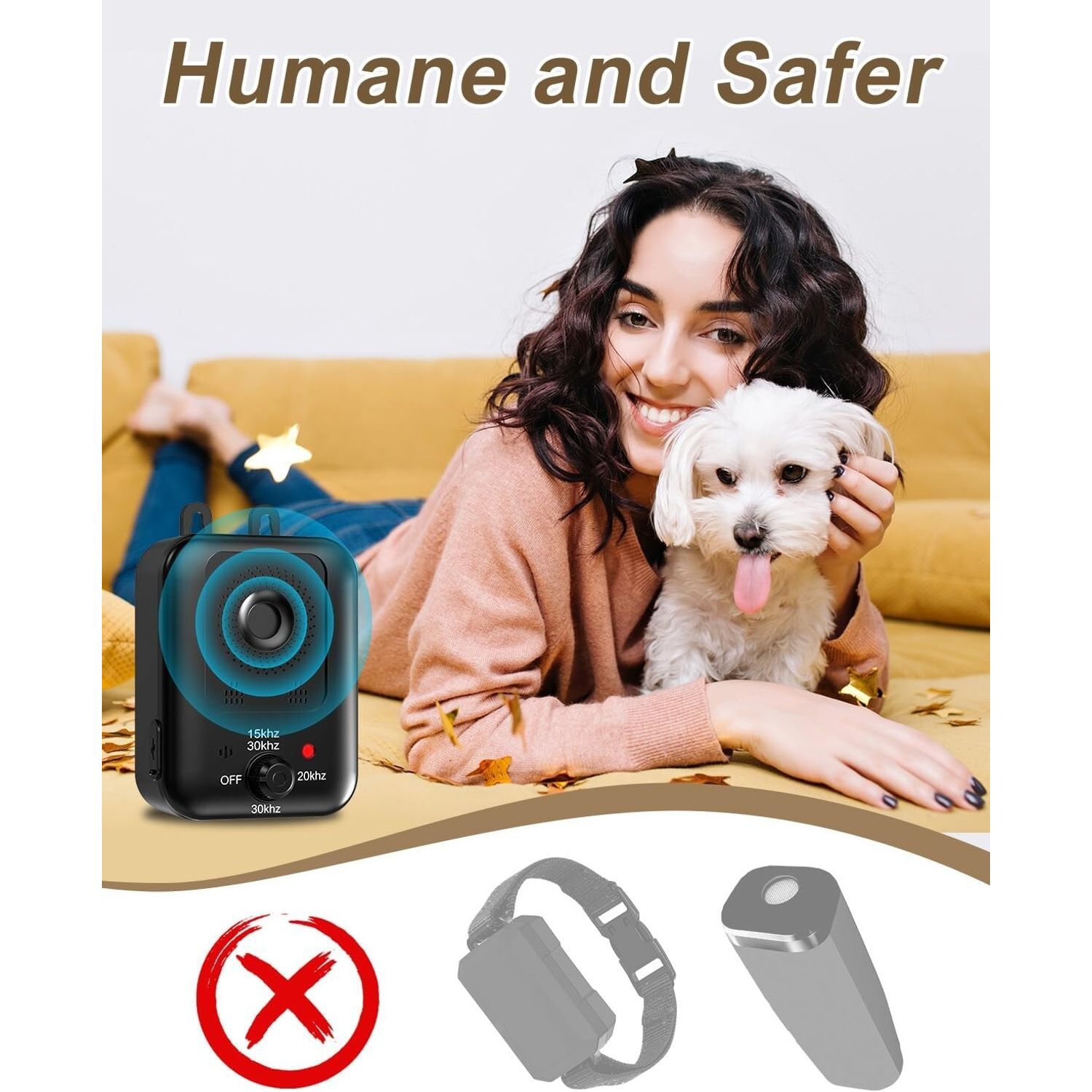 Anti Barking Devices, 2 Pack Auto Dog Bark Control Devices with 3 Modes, Recharg