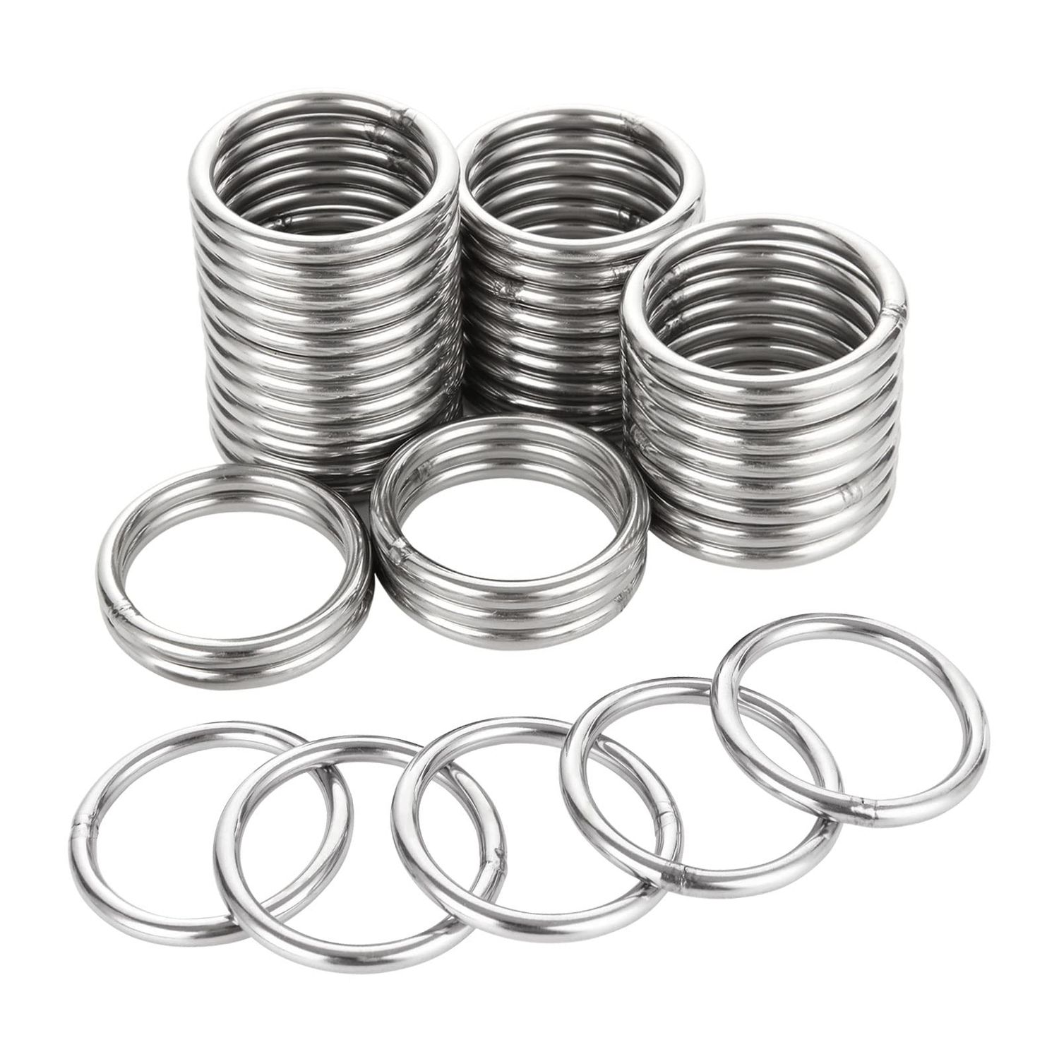 FVIEXE 40PCS Craft Metal Rings, 2 Inch / 50mm O Ring Multi-Purpose Welded Rings 304 Stainless Steel Round for Macrame, Camping Belt, Dog Leashes, Hardware, Bags and More Crafts Project Silver
