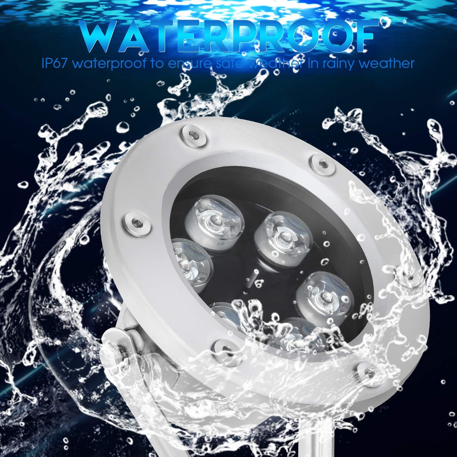 RSN LED Underwater Light 18W RGB Waterproof Grade IP68 LED Color Changing Spot Light Landscape Lighting Suitable for Swimming Pools, Fountains, Waterfalls, Aquariums（Not Include Transformer）