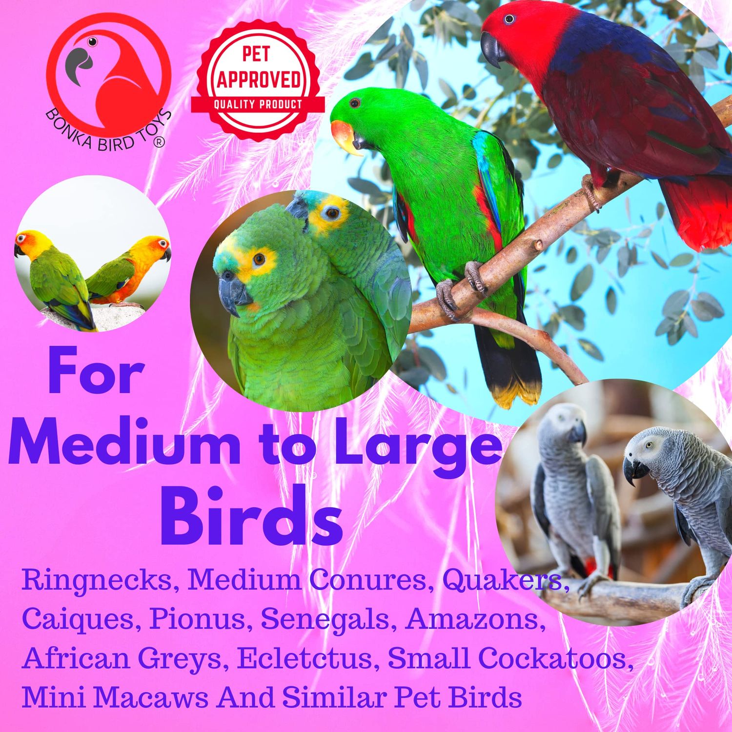 Bonka Bird Toys 3904 4.50" Carnival Ball Parrot Toy, Macaws, Amazons, African Greys, and Similar Sized Birds