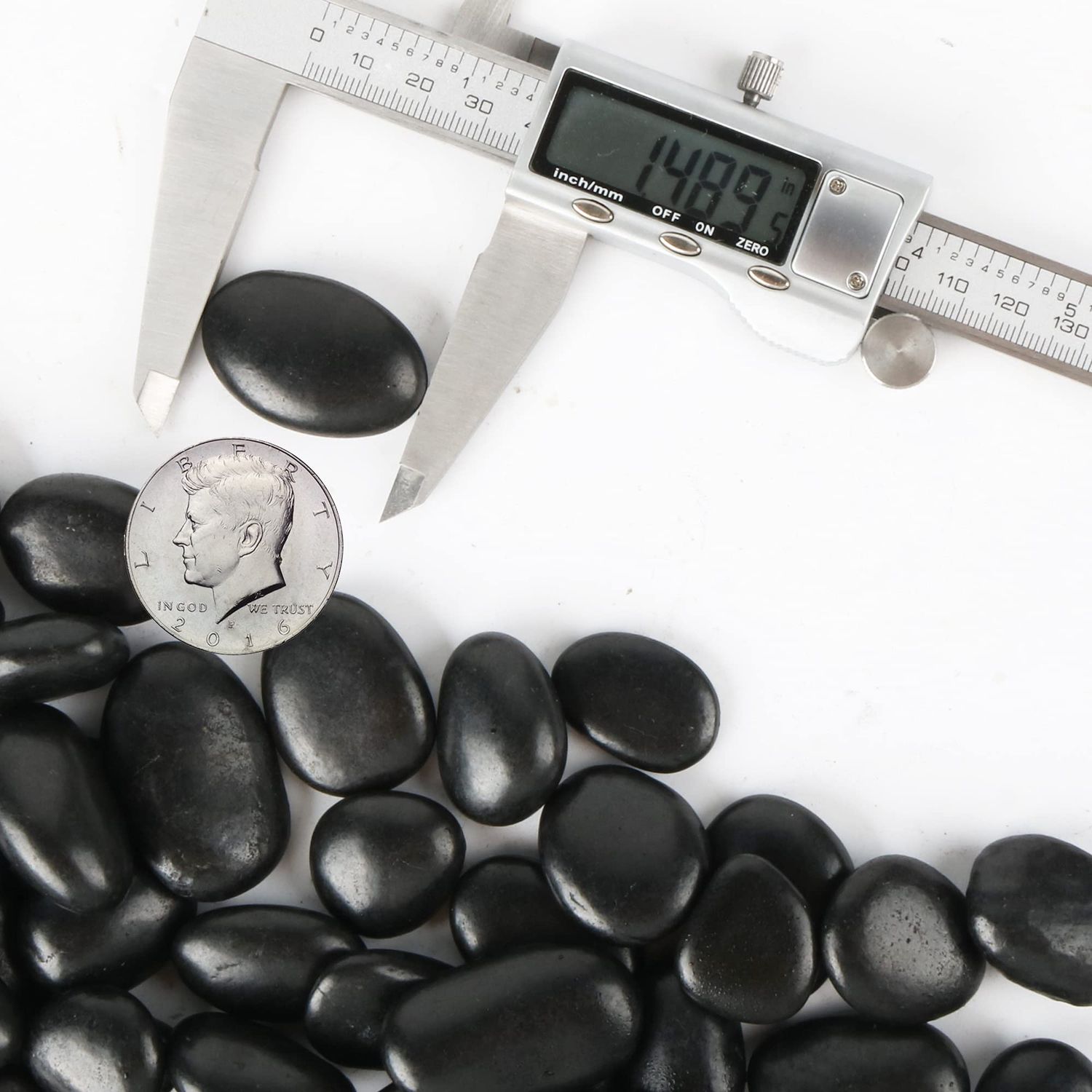 Black Pebbles for Plants 1.8lb Bulk Bag Aquarium Gravel 0.8"- 1.2" Decorative Polished Fish Tank Stone