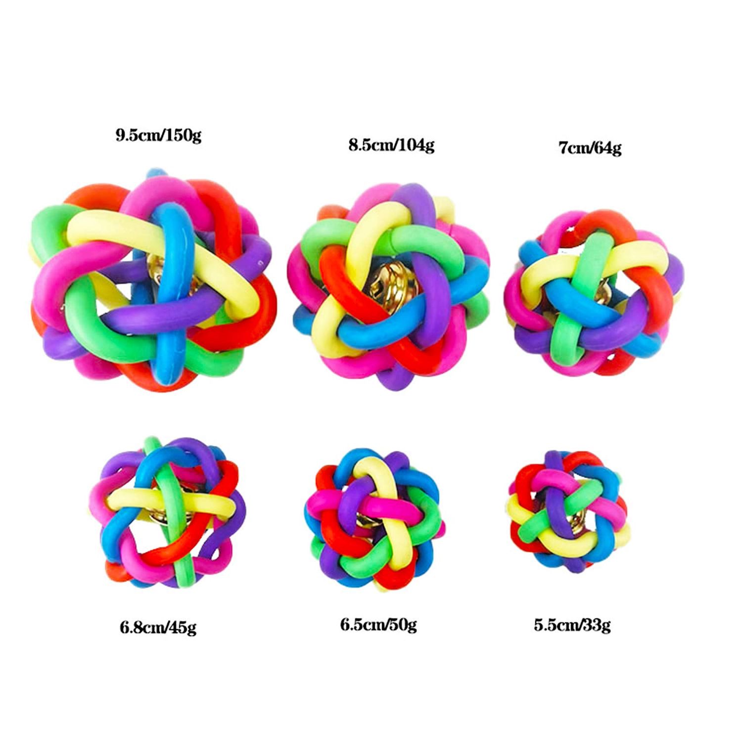NANAOUS Nobbly Wiggle Ball Dog Toy 6 PC, Dog Pet Toys Colorful Interactive Ball with Bell, 6 Sizes Wiggle Toy Balls, Dog Ball Puppy Supply Interactive Dog Cat Ball