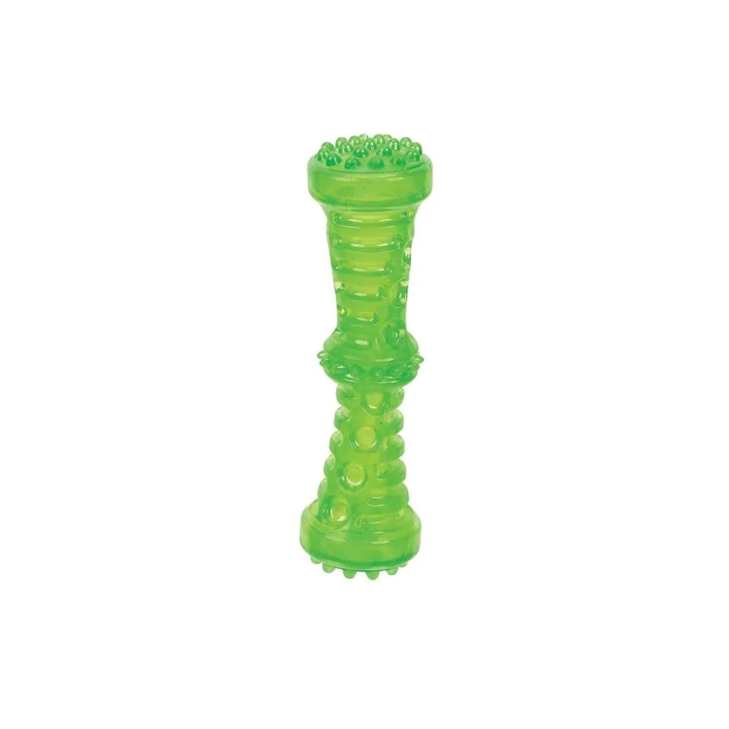 MPP Durable Dog Toys Toss Fetch Stick Chew Squeaker 7 Inch Dental Health Gum Massage (Green)